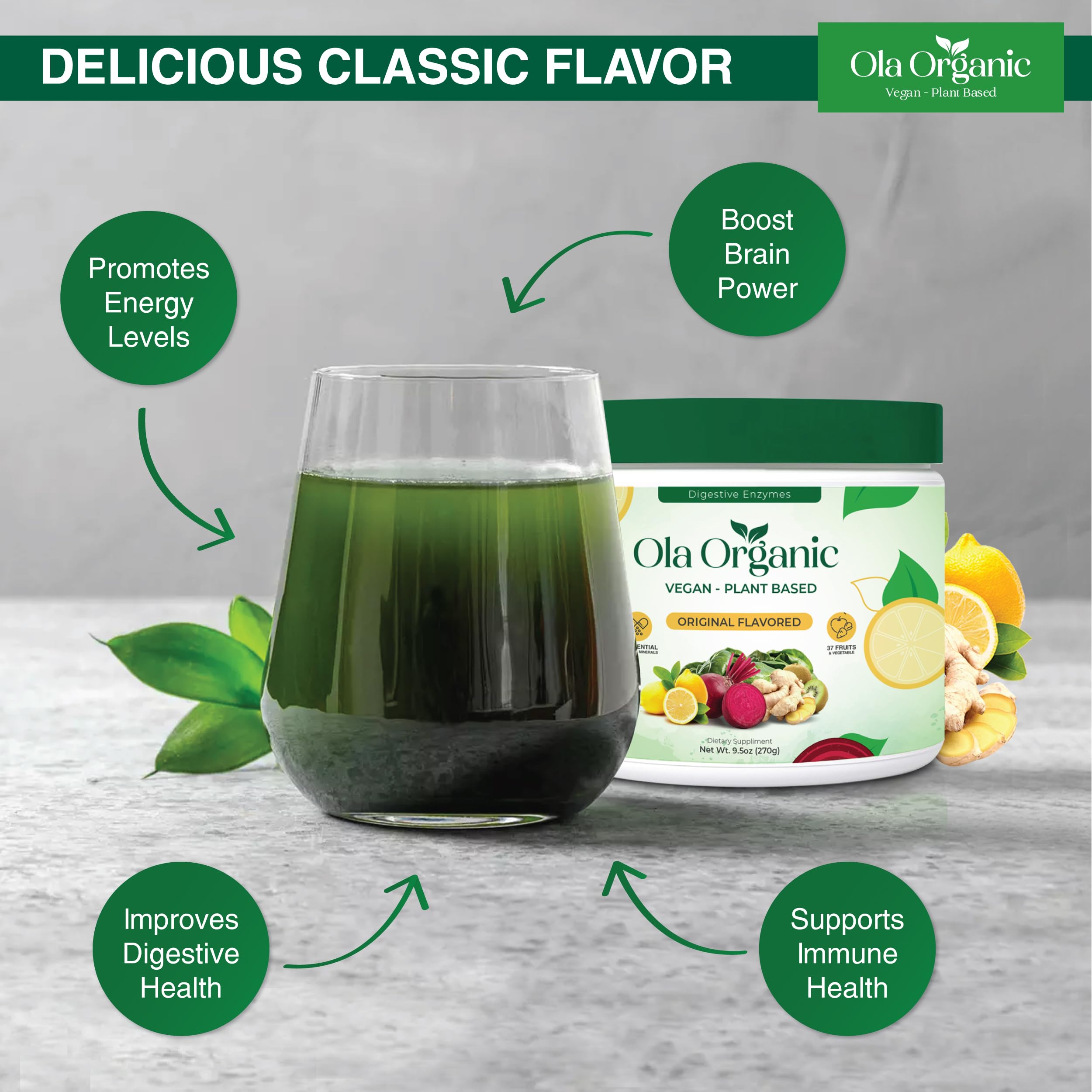 Ola Organic Greens Superfood Powder – Blend of 11 Cruciferous Vegetables with Phytonutrients – Supports Energy, & Immune Health Support – Non-GMO Vegetable Supplement (270g Jar) Ola Organic buy supplements canada