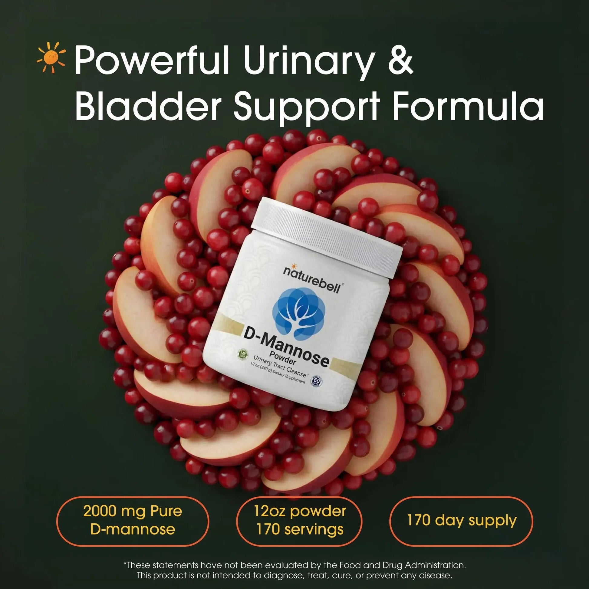 NatureBell D-Mannose Powder - 12oz - High Potency 2g Per Scoop - Fast Acting Support for Healthy Urinary Function & Bladder Wellness* - Pure, Filler-Free Non-GMO Powder NatureBell buy supplements canada