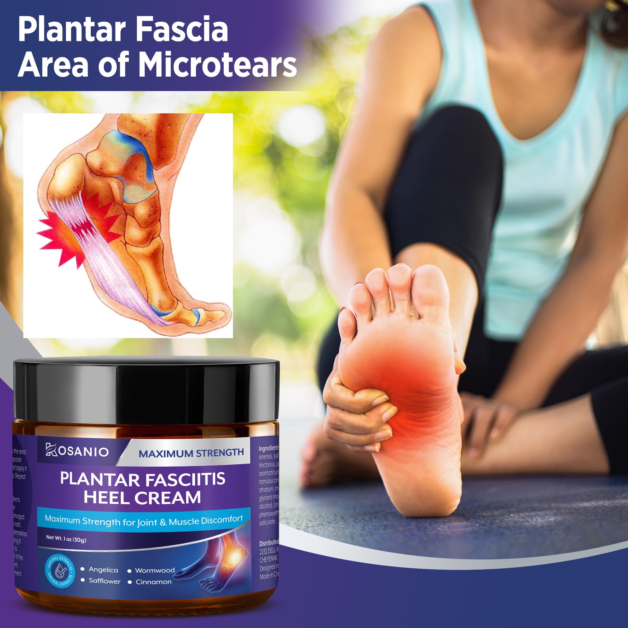 KOSANIO Plantar Fasciitis Relief Cream - Heel Discomfort Relief for Plantar Fasciitis, Foot, Knee, Hands, Legs - Natural Herbal Concentrate Formula - (30g / 1 oz (Pack of 1)) KOSANIO buy supplements canada