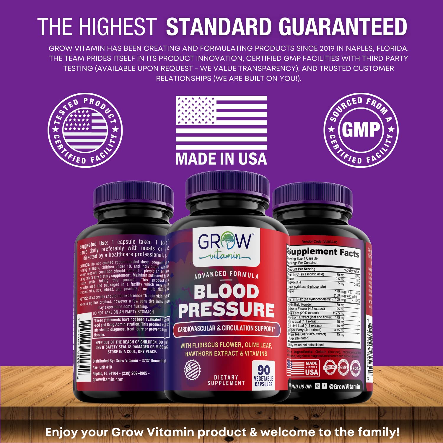 grow vitamin Blood Pressure Formula - Herbal Blend, Non-GMO, Gluten-Free - 90 Capsules grow vitamin buy supplements canada
