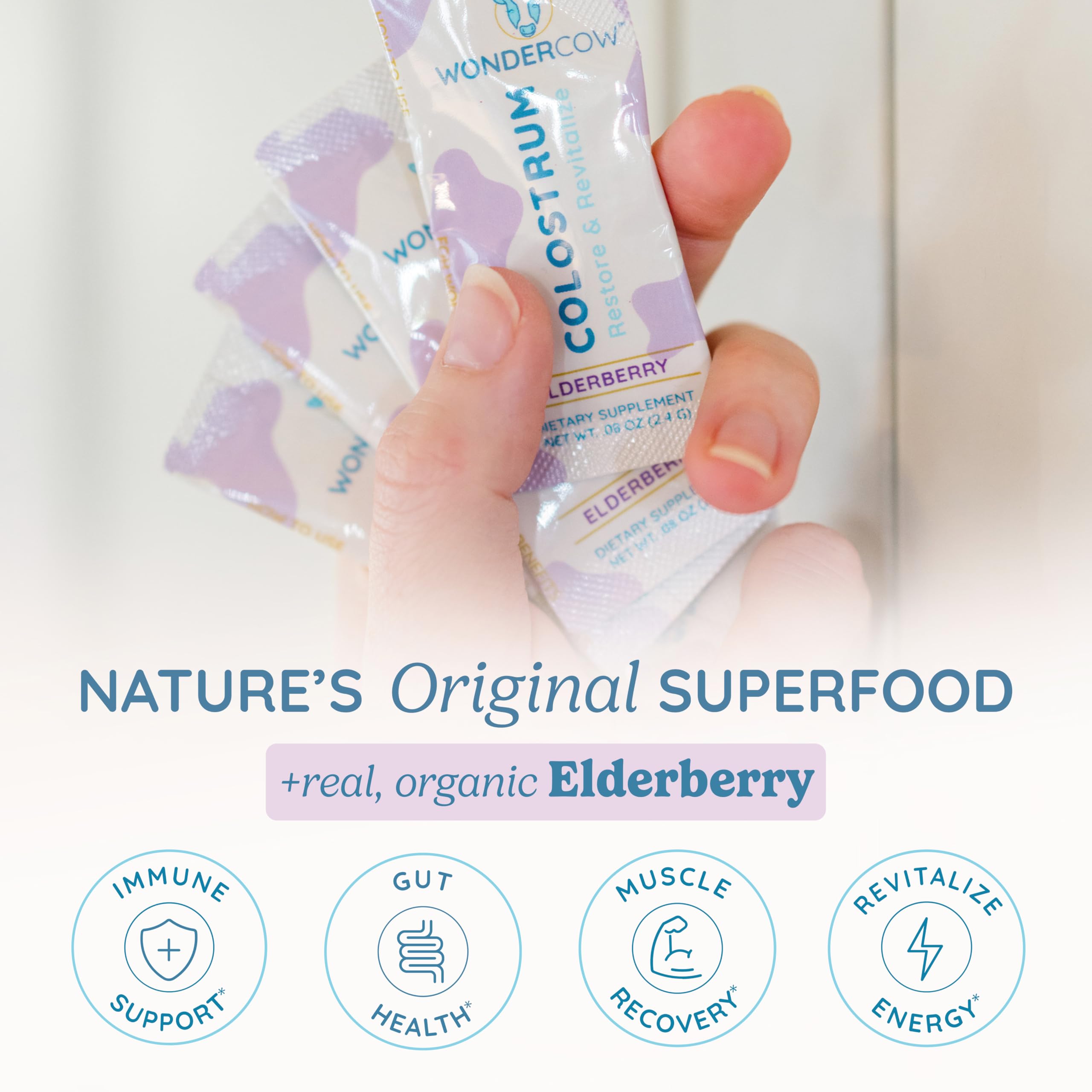 WONDERCOW Colostrum Supplement Powder for Gut Health, Immune Support & Wellness | Natural IgG Pure Whole Bovine Colostrum Superfood, Elderberry, 30 Servings WONDERCOW buy supplements canada