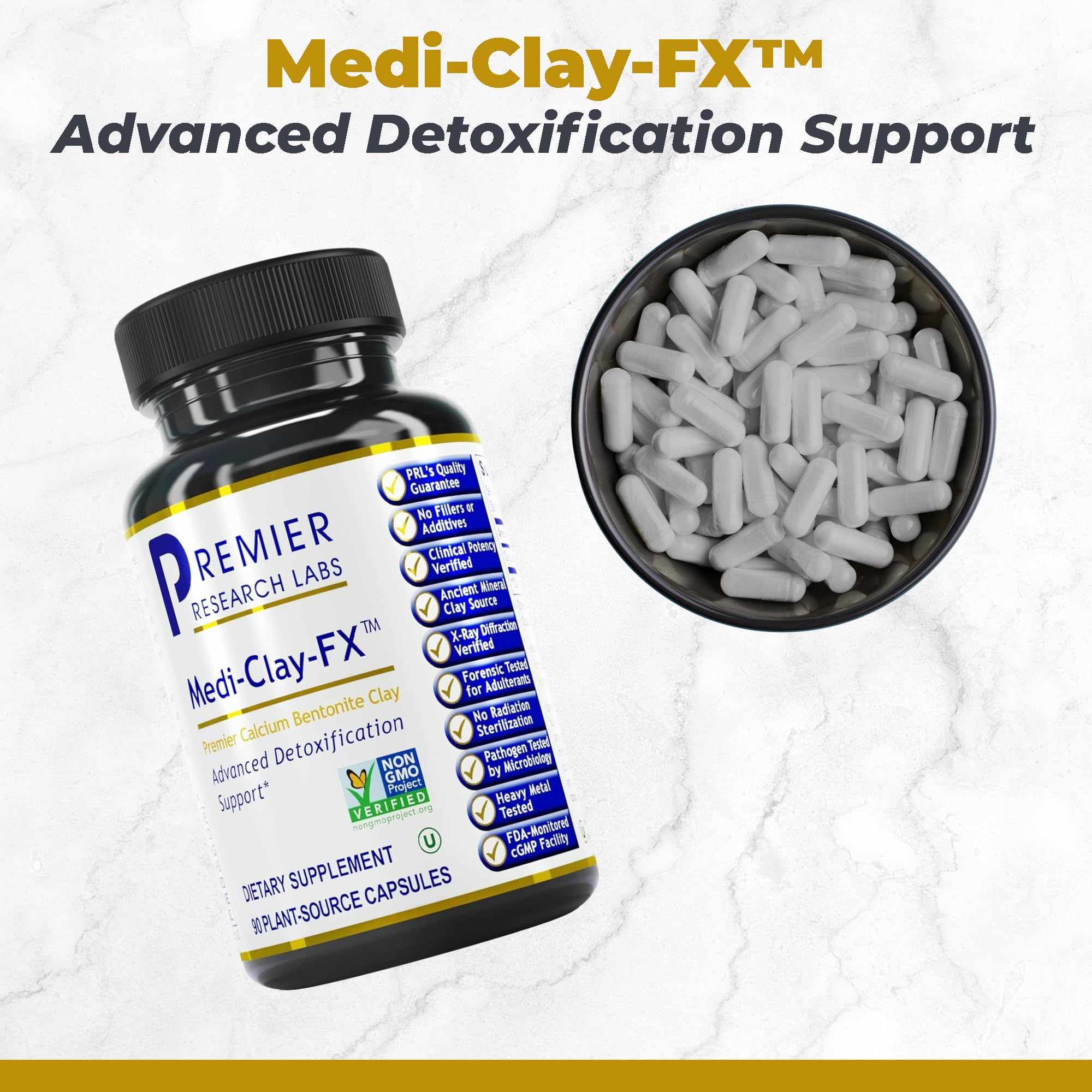 Premier Research Labs Medi-Clay-FX: Bentonite Clay Capsules for Detoxification | Food Grade Smectite Supplement | Absorb Toxins, Supports Cellular Health and Mold Detox - 90 Capsules Premier Research Labs buy supplements canada