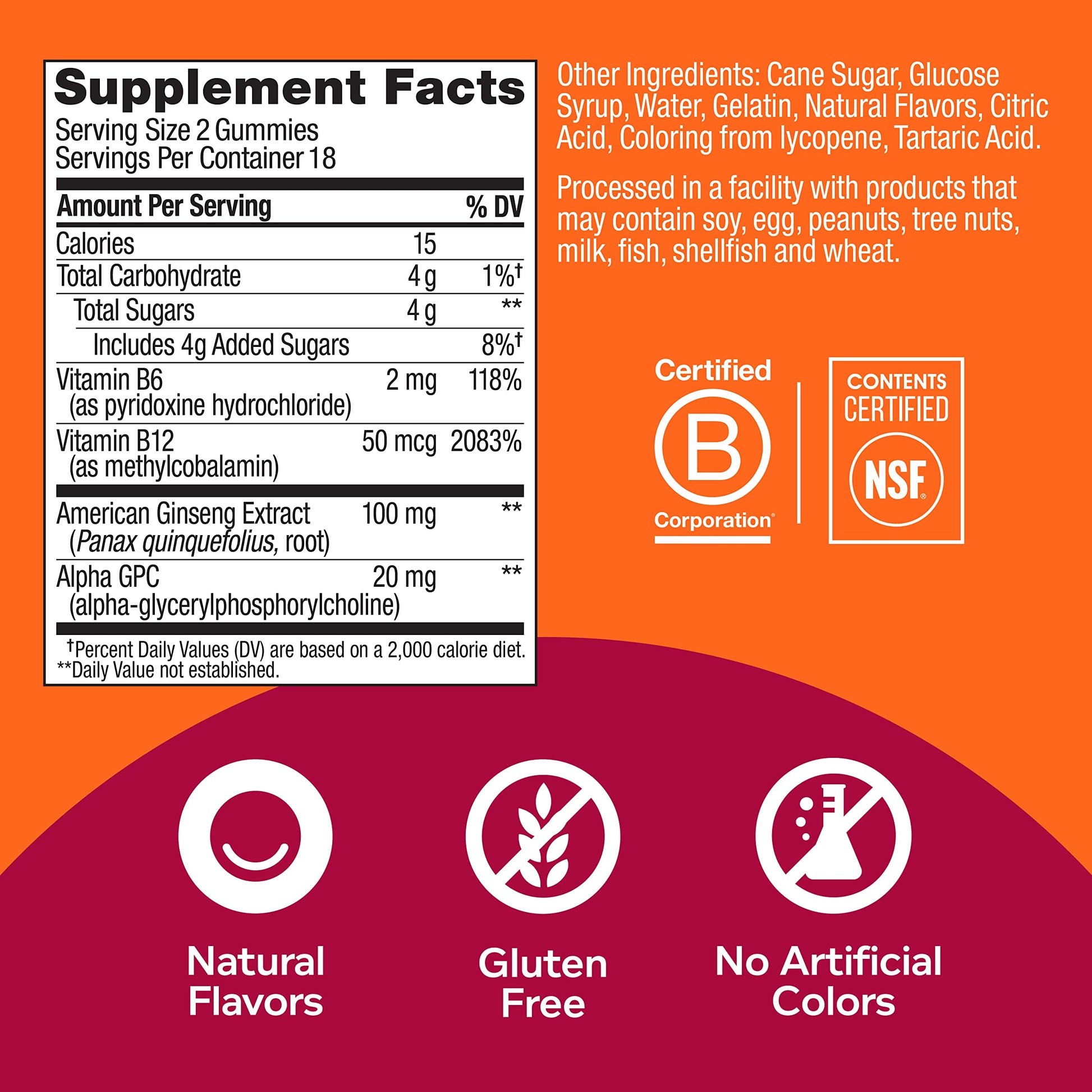 OLLY Laser Focus Gummy, Ginseng, Alpha GPC, B Vitamins, Berry Tangerine Flavor OLLY buy supplements canada
