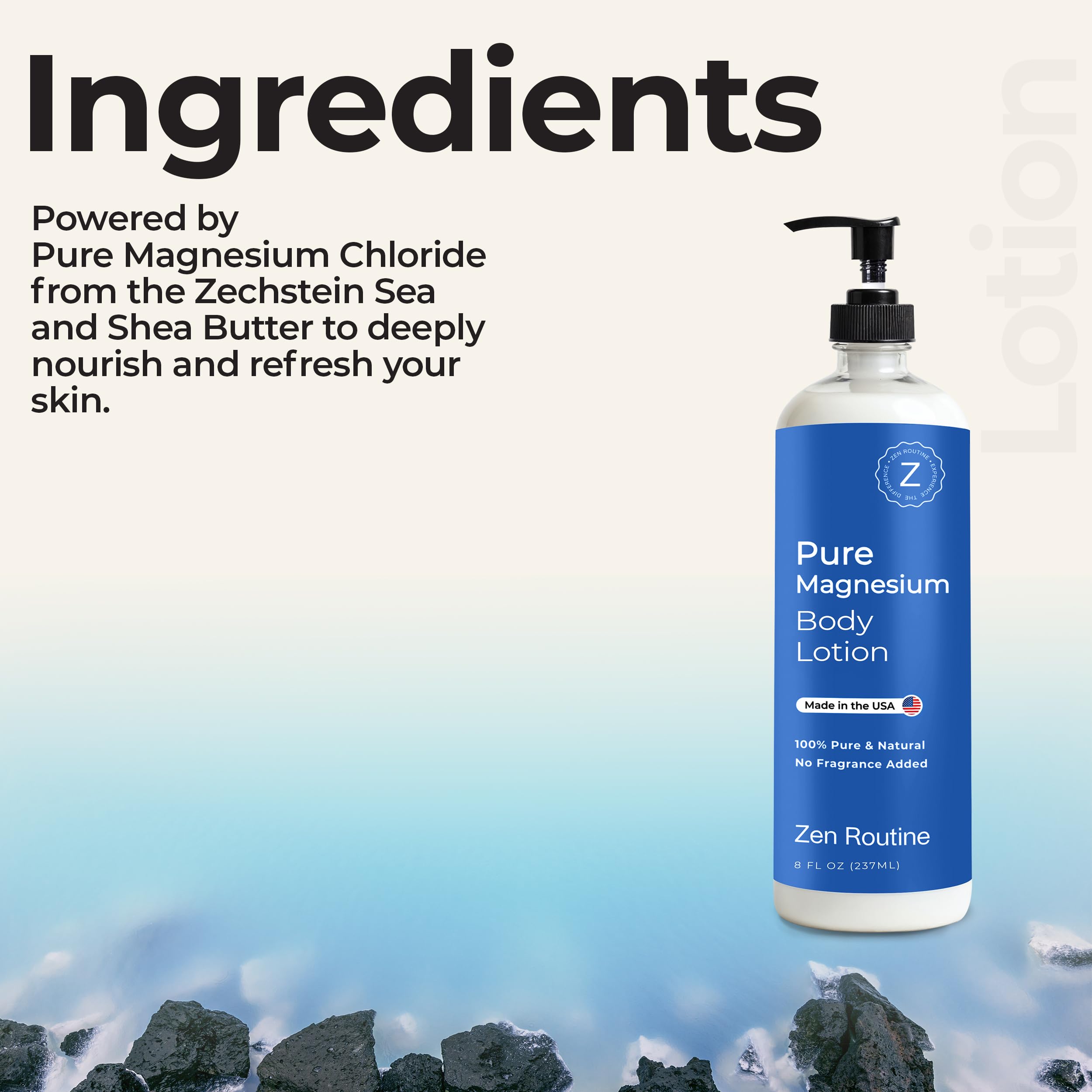 Zen Routine Magnesium Lotion for Sleep, Leg Cramps & Muscle Soreness with Shea Butter | Award-Winning Cream For Sleep – Safe for Kids – Unscented, Non-Greasy, Ultra Soothing – Made in USA Zen Routine buy supplements canada