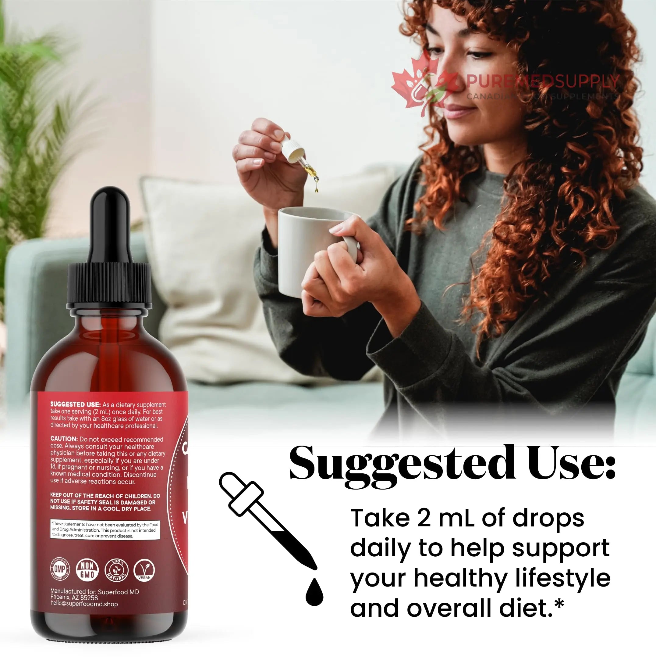 Cayenne Pepper Supplement Liquid Drops + Hawthorn Berry, Vitamin D3 K2 Beet Root Powder, Ceylon Cinnamon, Turmeric Curcumin, Organic Panax Ginseng - 4 OZ Superfood MD buy supplements canada