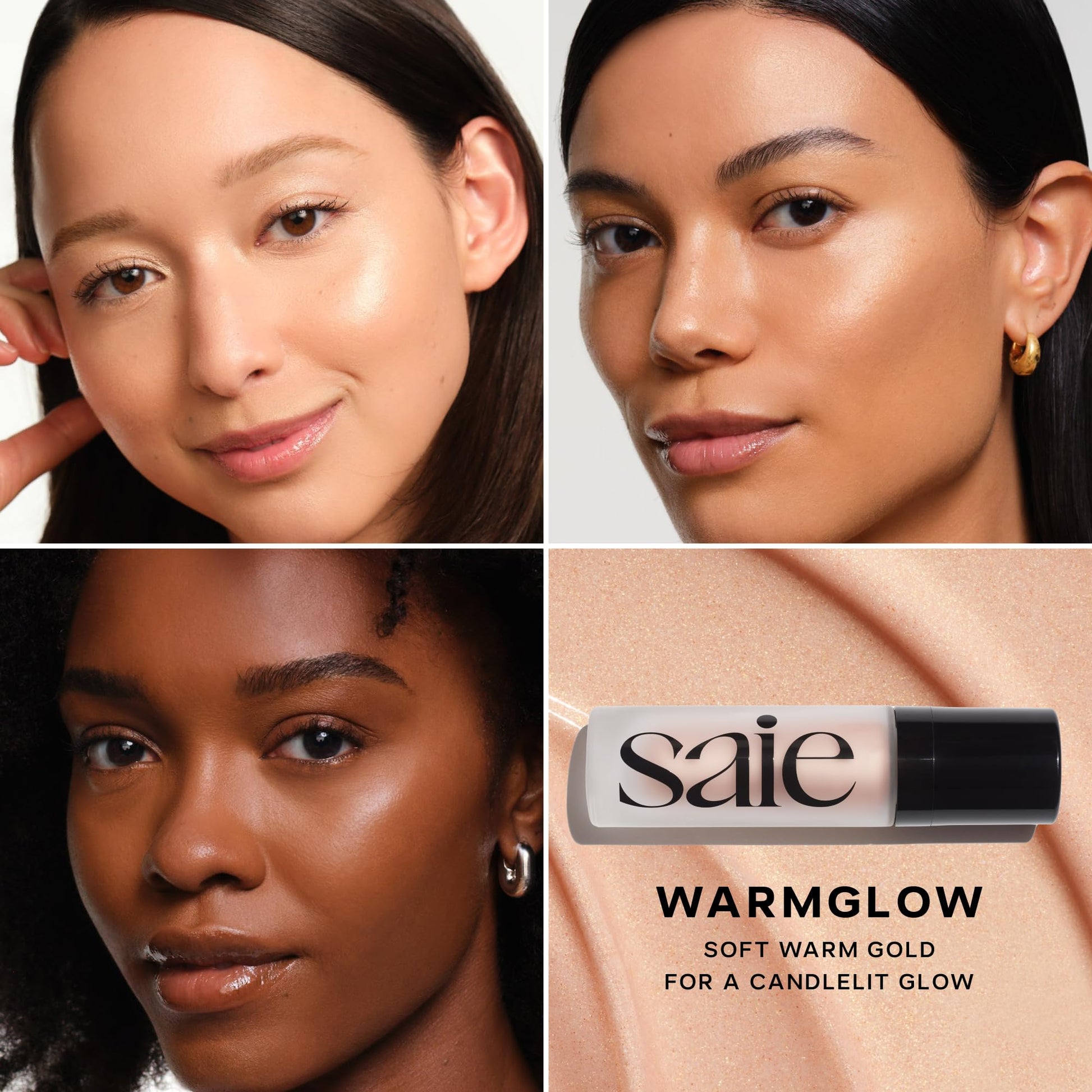Saie Glowy Super Gel Warmglow Duo - Lightweight Illuminator & Makeup Primer for Glowing Skin - Soft Warm Gold (1 oz & 0.5 oz) Saie buy supplements canada