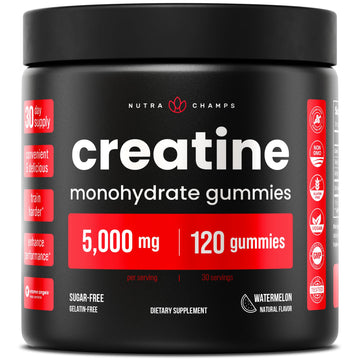 NutraChamps 120 Creatine Gummies for Men & Women - 5g Sugar Free Chewable Creatine Monohydrate Gummies - Supports Protein Synthesis, Muscle Recovery & Workout Performance NutraChamps buy supplements canada
