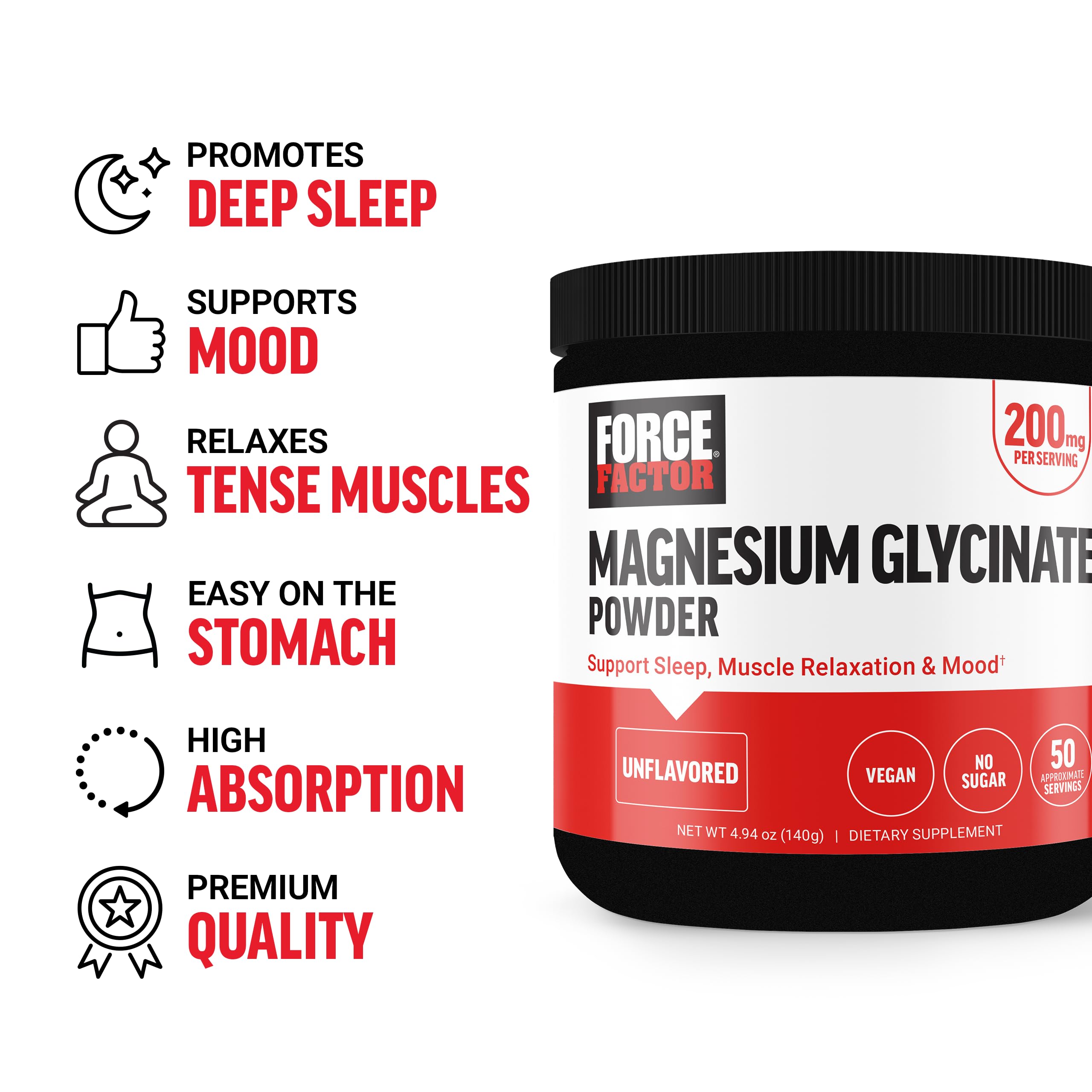 Force Factor Magnesium Glycinate 200mg, Magnesium Supplement for Women and Men to Support Sleep, Muscle Relaxation, and Mood, High Absorption, Vegan, 50 Servings Force Factor buy supplements canada