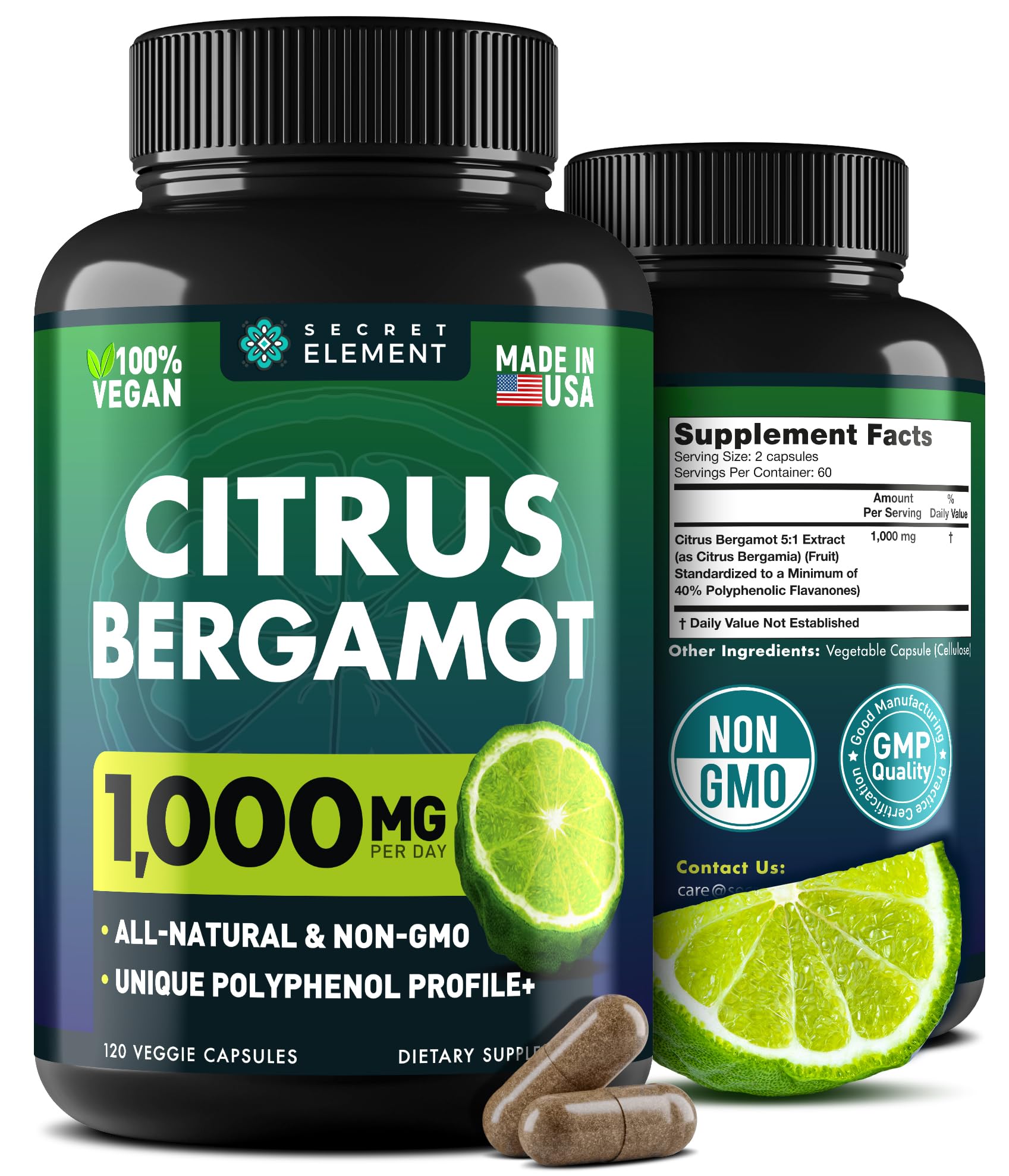 Citrus Bergamot Extract 1000mg - Citrus Bergamot Supplement for Heart, Immune System Secret Element buy supplements canada