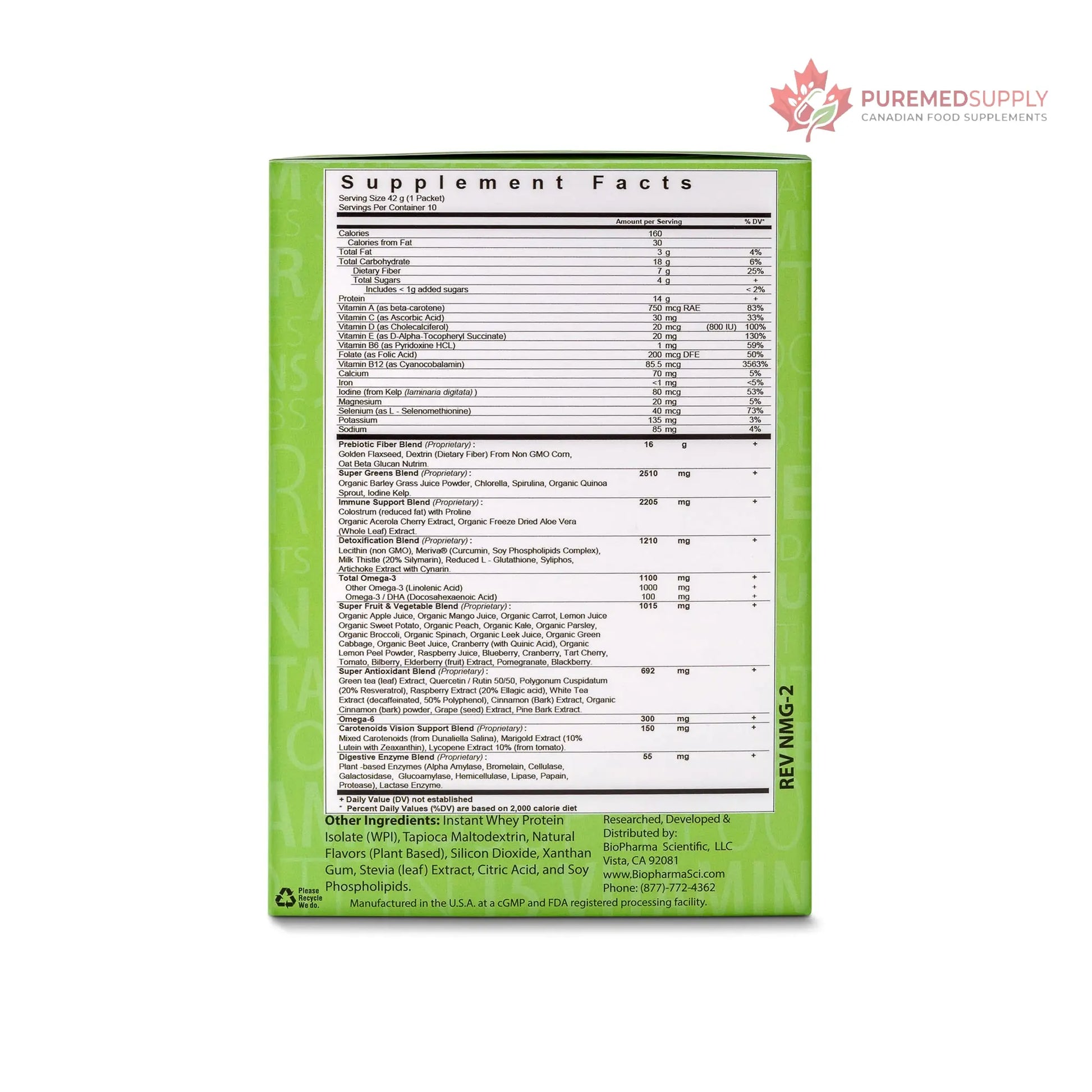 NanoMeal Plant-Based All-in-One Nutrition | Superfood Meal Replacement Powder | Tropical Fruit Blend | 10 Servings | Protein, Greens & Omega for Gut & Immune Support Biopharma Scientific buy supplements canada