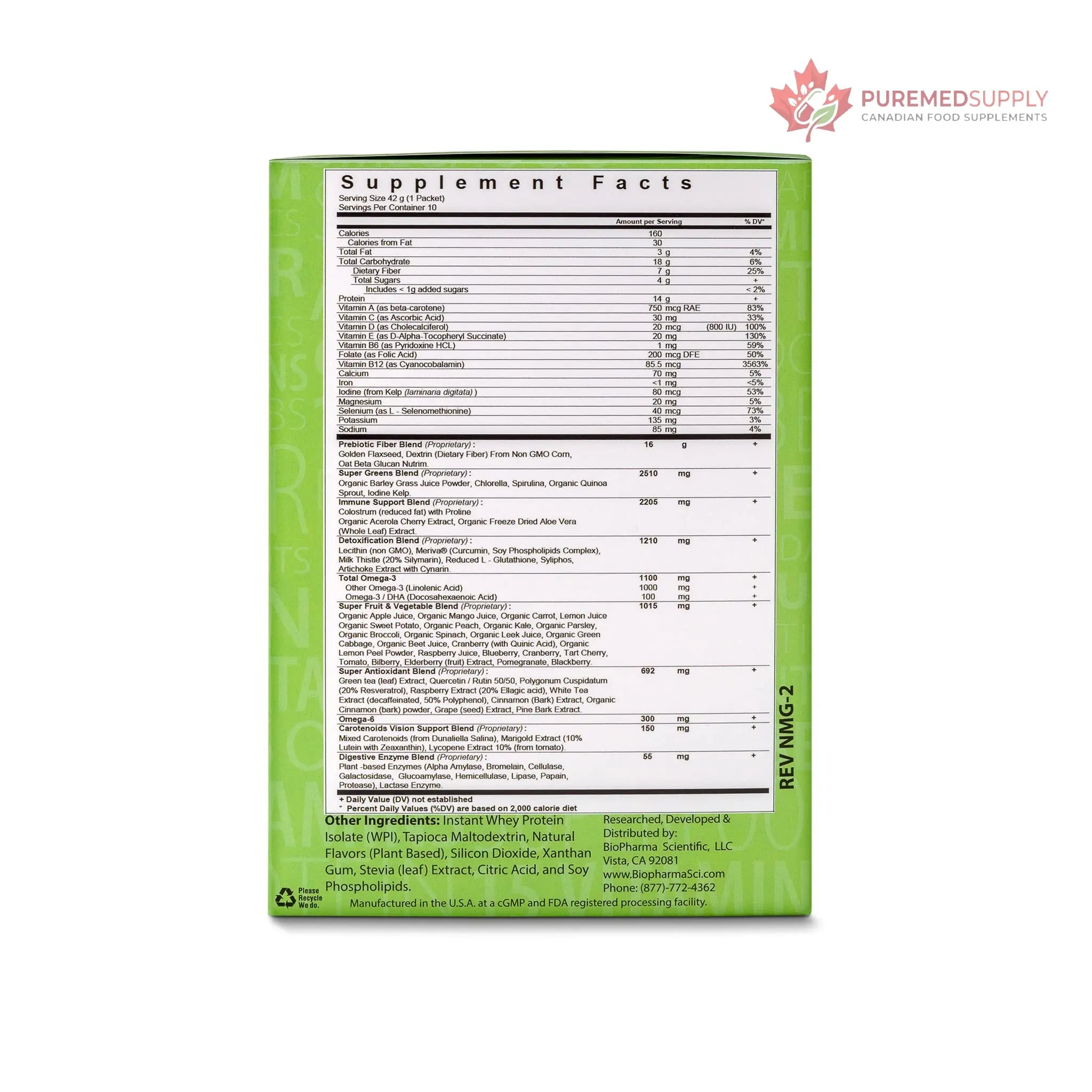 NanoMeal Plant-Based All-in-One Nutrition | Superfood Meal Replacement Powder | Tropical Fruit Blend | 10 Servings | Protein, Greens & Omega for Gut & Immune Support Biopharma Scientific buy supplements canada