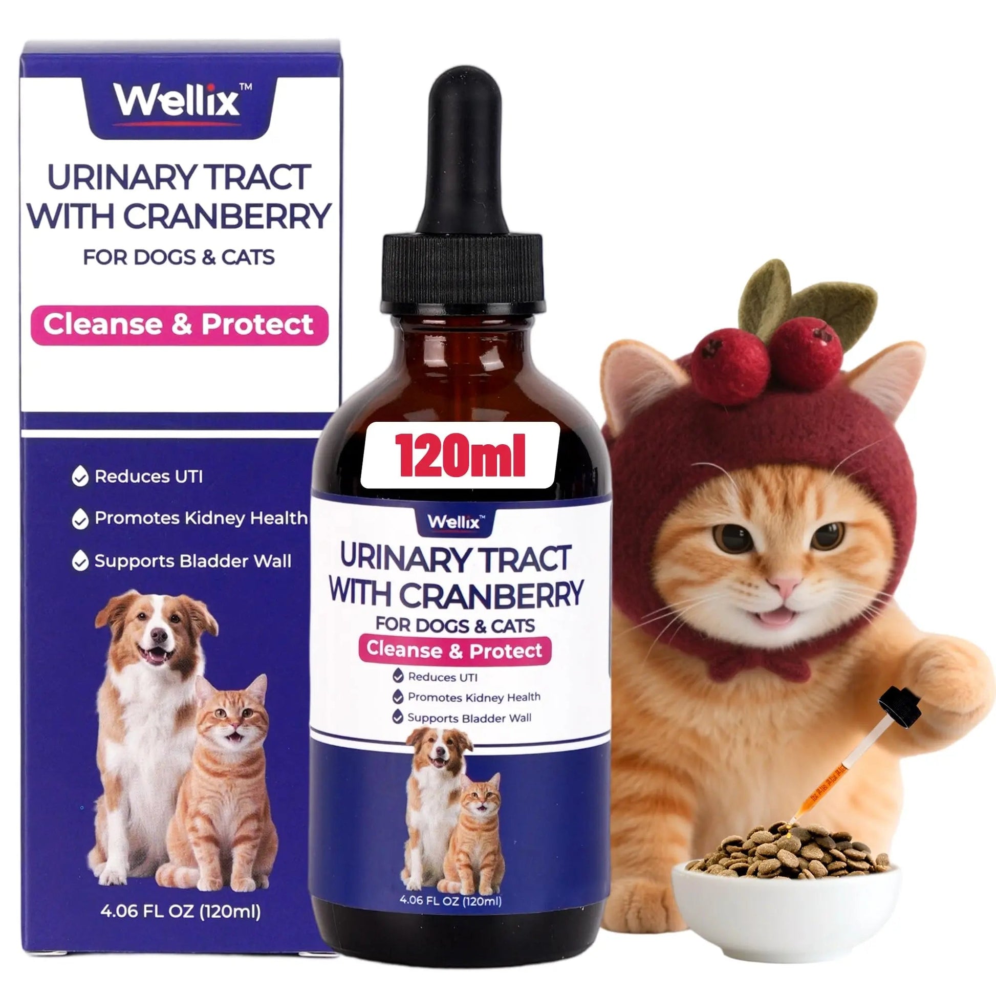 4oz Wellix Natural Cat & Dog UTI Treatment Drops,Cat & Dog Urinary Tract Infection Treatment - Cranberry & D-Mannose for Dogs & Cats - Kidney Health Supplement Wellix buy supplements canada