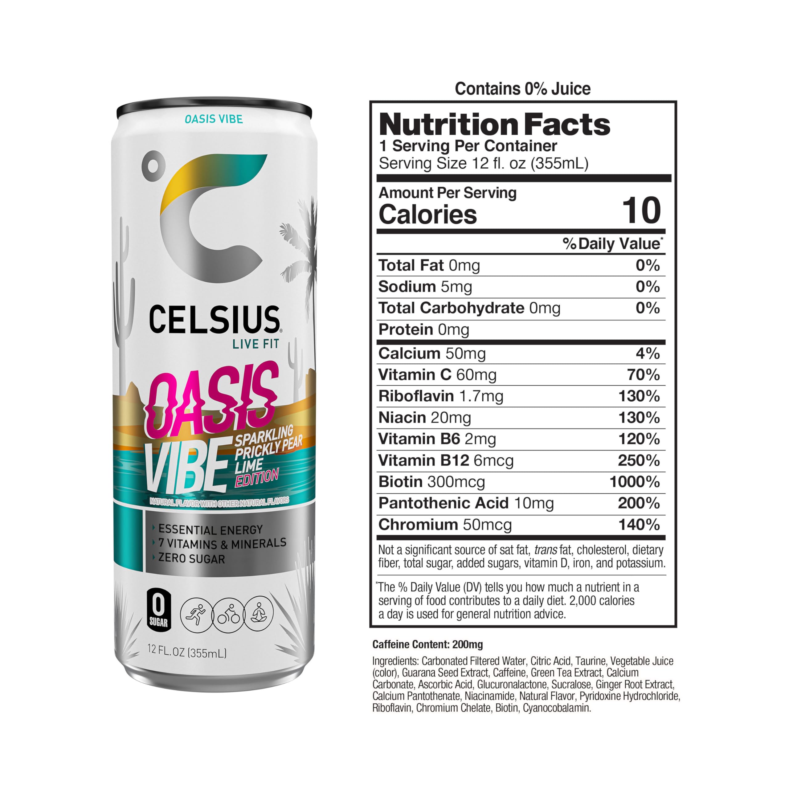 CELSIUS Sparkling Oasis Vibe, Functional Essential Energy Drink, 12 Fl Oz (Pack of 12) CELSIUS buy supplements canada