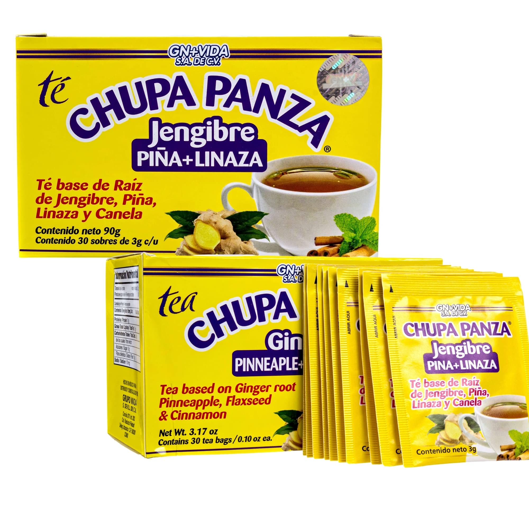 Tea CHUPA Panza, Tea Based ONGINGER Root, PINNEAPPLE, Flaxseed & Cinnamon GN+Vida buy supplements canada