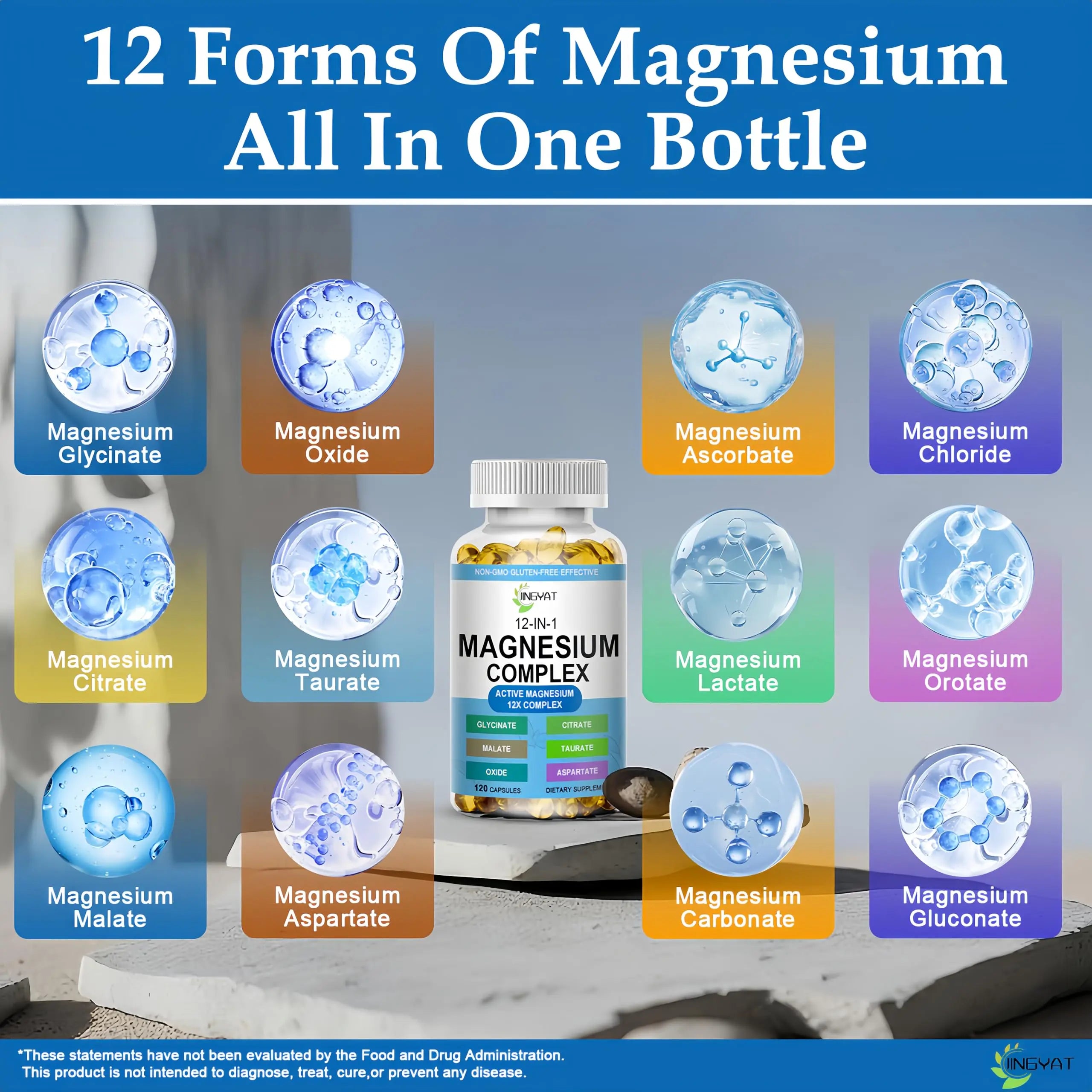 Magnesium Complex Softgels - 12-in-1 Magnesium Supplement with Glycinate,Citrate,Malate,Oxide,Taurate - High Absorption Magnesium Complex for Women & Men for Muscle, Heart, Sleep, Bone, Nerve Support JINGYAT buy supplements canada