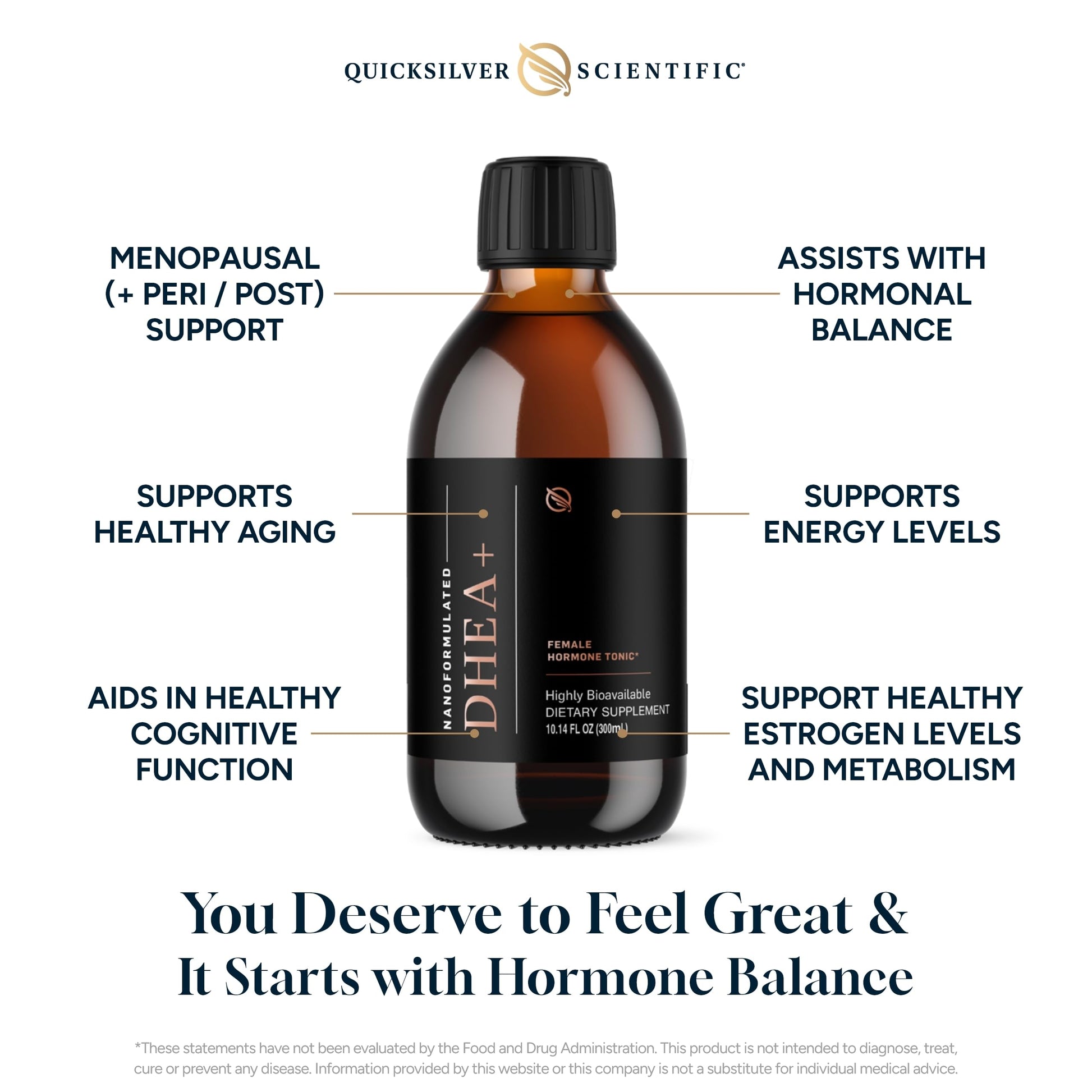 Quicksilver Scientific Nanoformulated Liquid DHEA+ Female Tonic - Micronized DHEA, Pregnenolone, DIM, Chrysin + Herbal Extracts for Woman - Menopause + Perimenopause Support (10.14oz / 300ml) Quicksilver Scientific buy supplements canada