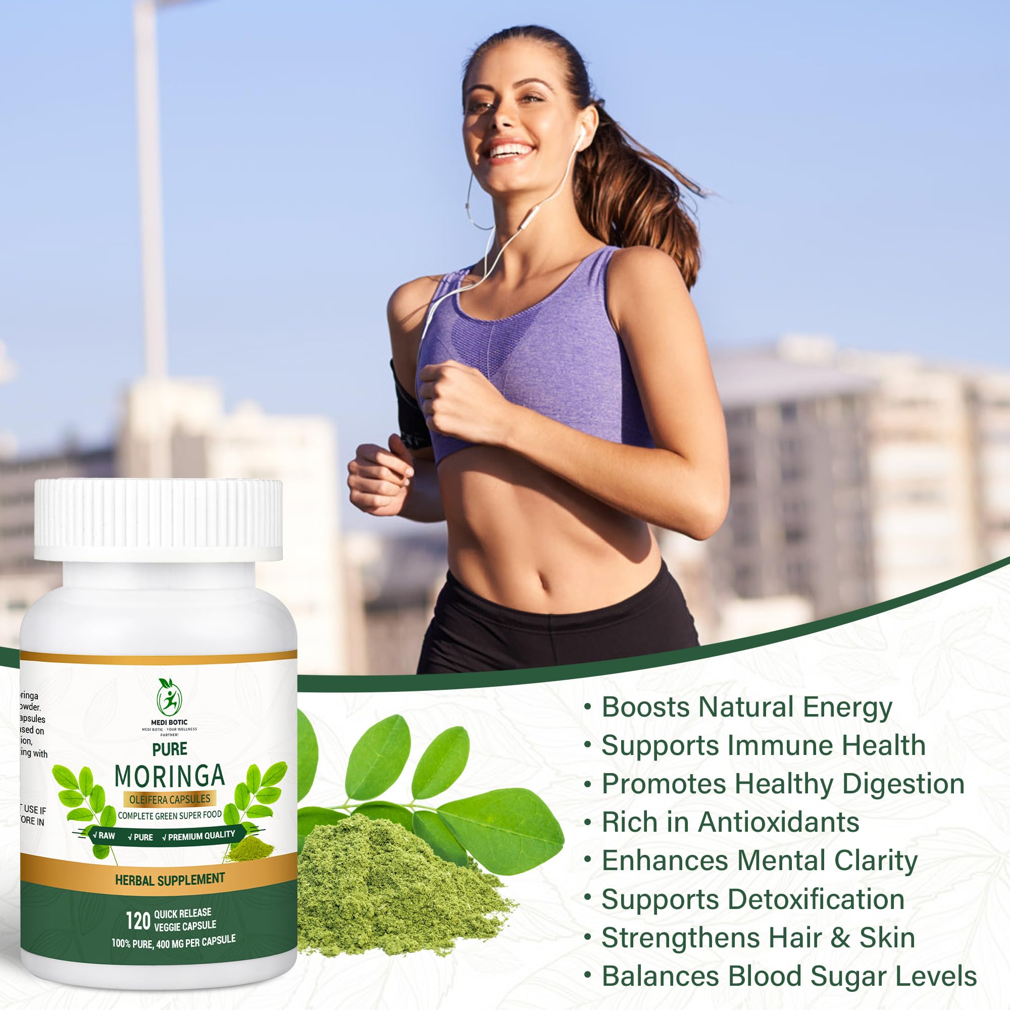 Moringa Capsules, Moringa Pure Capsules For Energy, Immune Support, Gut Health & Powerful Green Superfood, Rich In Antioxidants, Essential Vitamins & Amino Acids MEDI BOTIC buy supplements canada