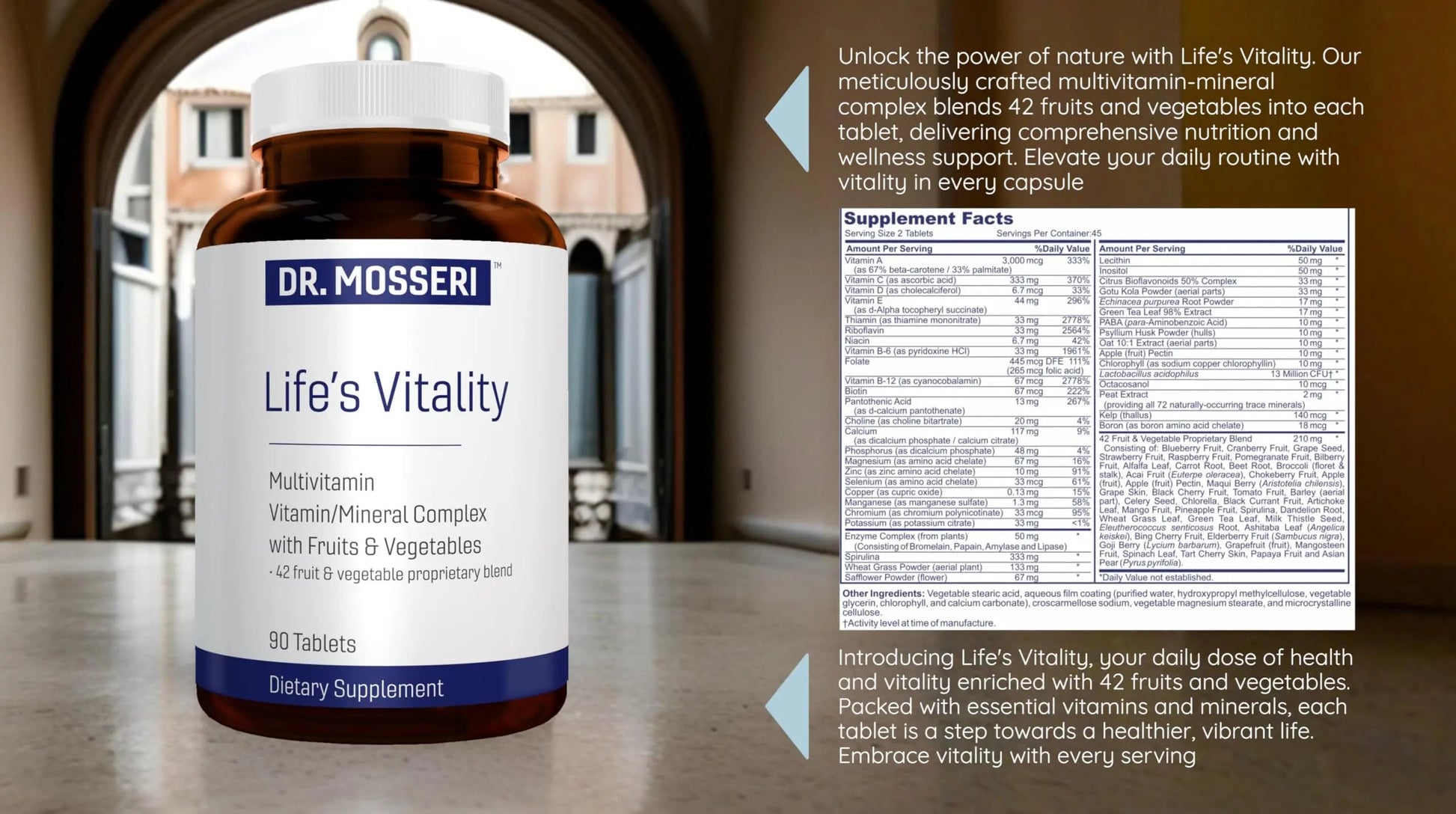 DR. MOSSERI Life's Vitality Vegan Multivitamin for Men & Women – Non-GMO Formula with 42 Fruits and Vegetables, Daily Multivitamin and Mineral Complex DR. MOSSERI buy supplements canada