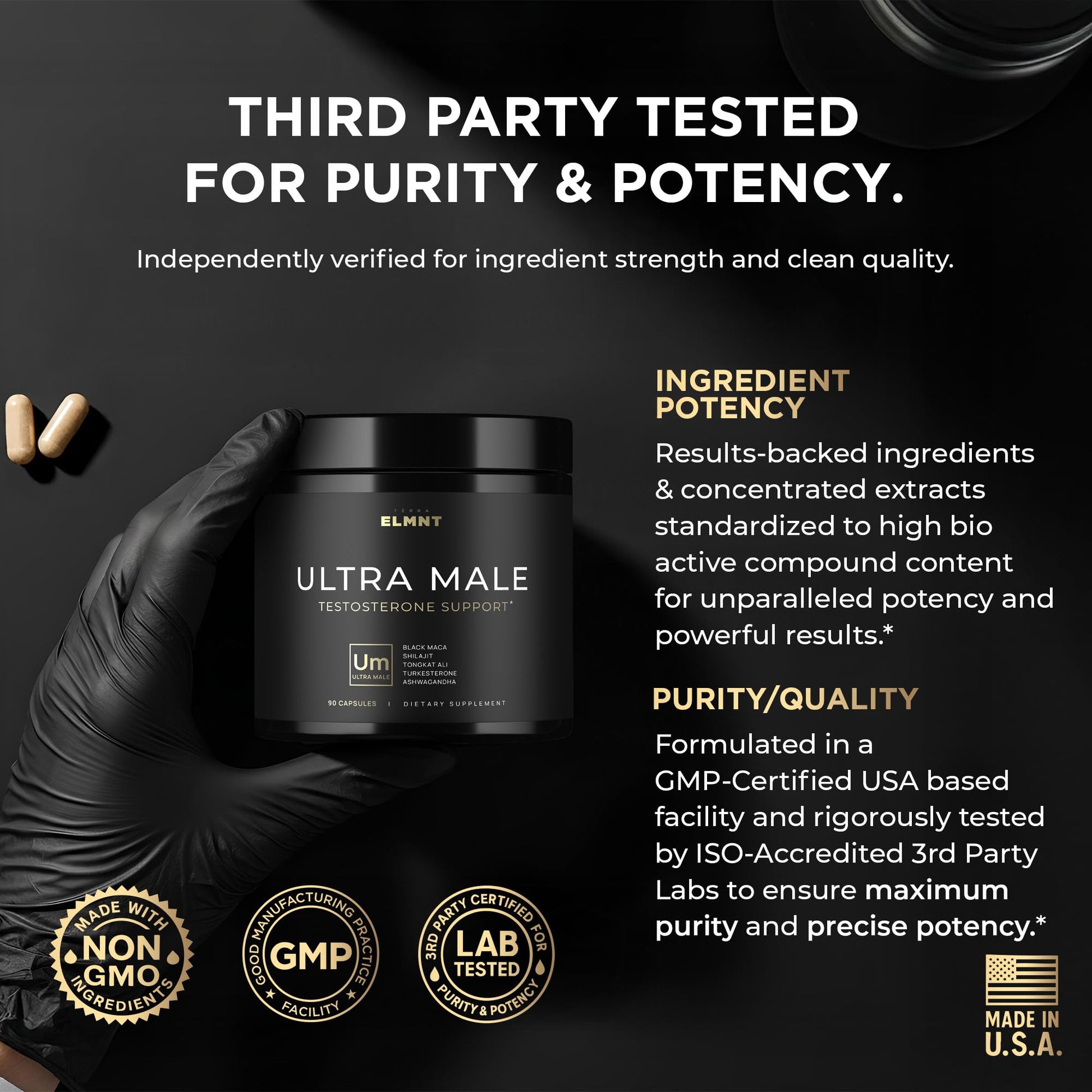 ULTRA MALE® Premium for Men w. 100:1 Shilajit, 40:1 Black Maca, Ashwagandha 25%, Tongkat Ali 10% - Clinical Strength Male Enhancing Supplement for Men Health Libido+ TERRA ELMNT buy supplements canada