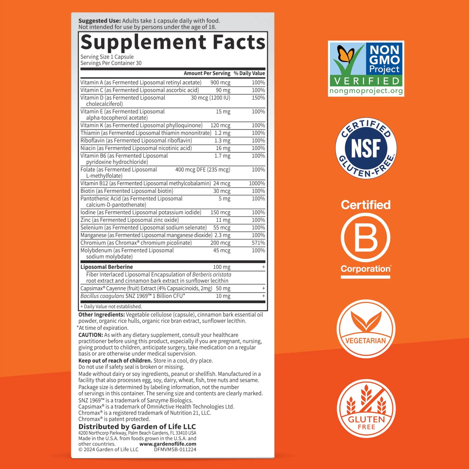 Garden of Life Dr. Formulated Multi+ Metabolism Support - Fermented Liposomal Multivitamin + Chromax, Capsimax, Berberine & Probiotics - 30 Capsules Garden of Life buy supplements canada