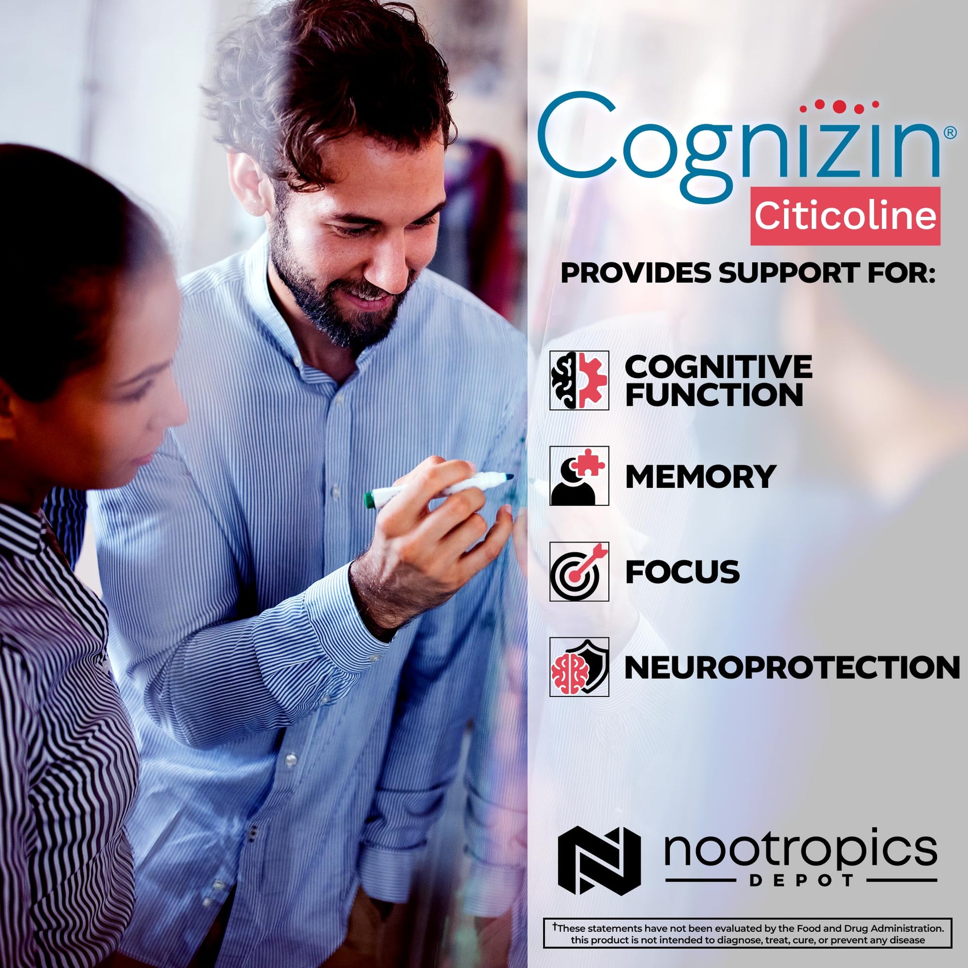Nootropics Depot Cognizin Citicoline Capsules | 60 Count | Choline Supplement | Brain Health Supplement | Regulates Memory and Cognitive Function | Supports Attention, Focus and Recall Nootropics Depot buy supplements canada