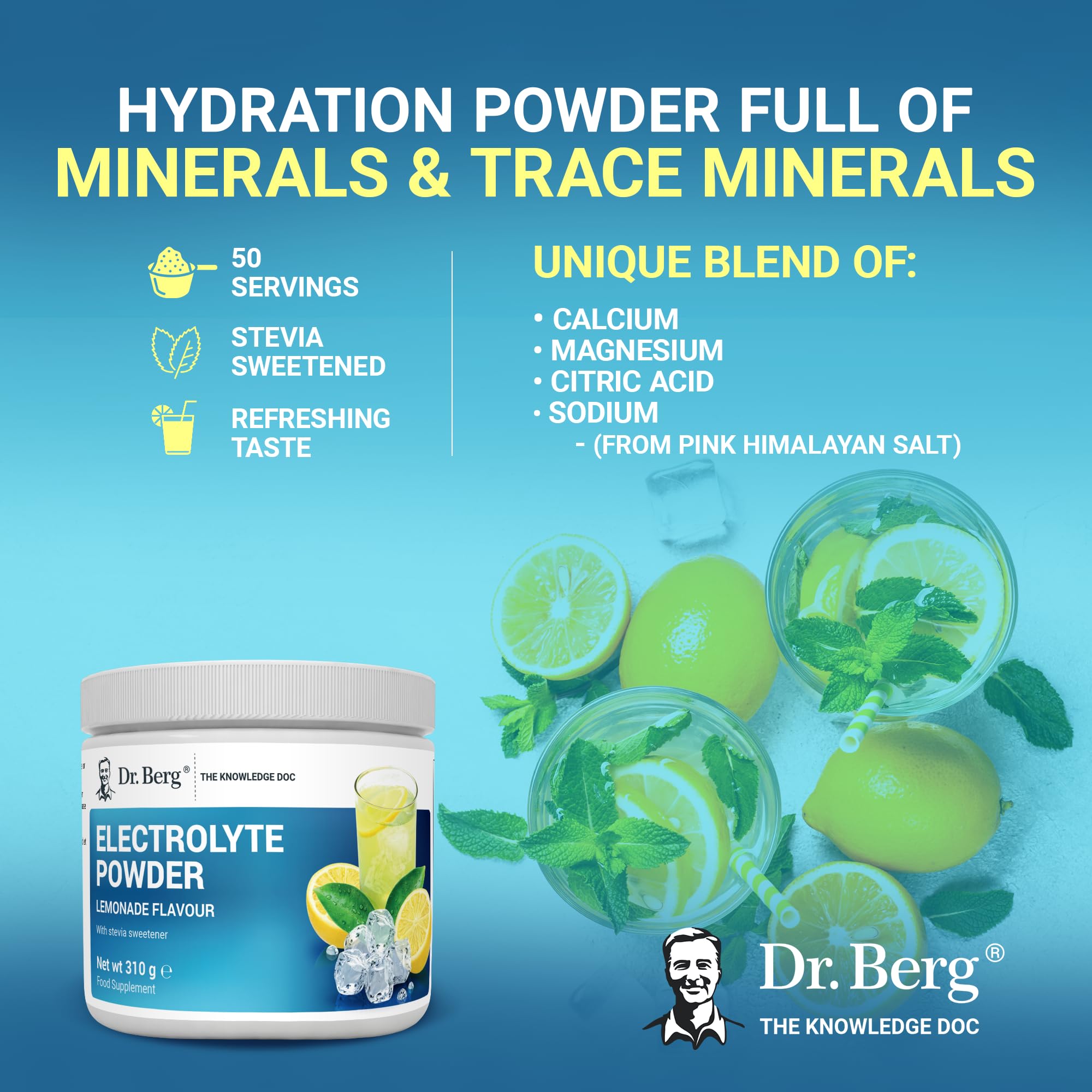 Dr. Berg Electrolyte Powder - Electrolyte Drink Supplements with 1000mg Potassium Dr. Berg Nutritionals buy supplements canada
