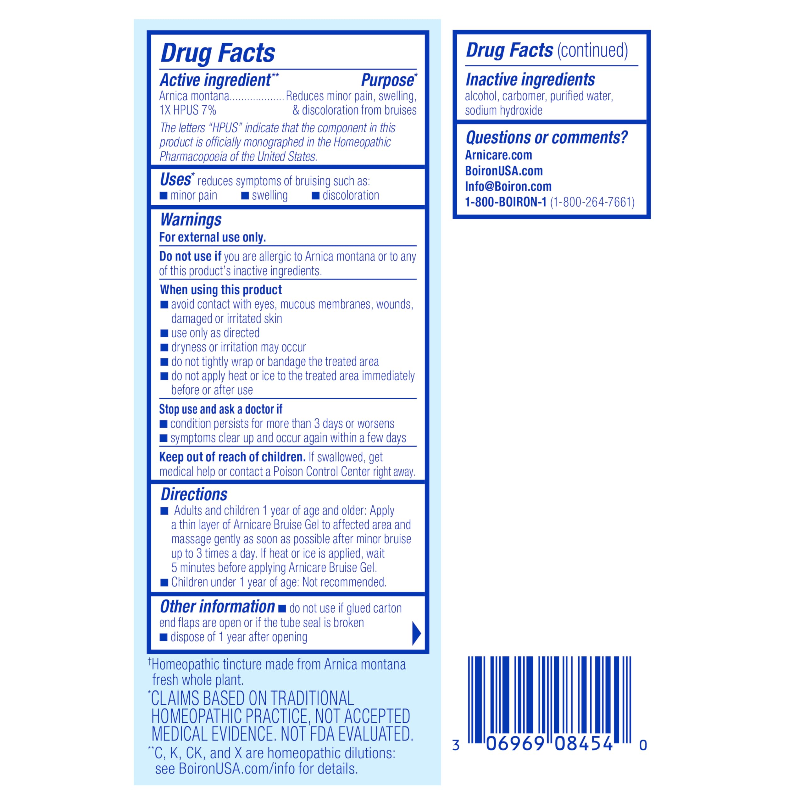 Boiron Arnicare Bruise Gel for Relief of Pain, Inflammation or Swelling, Soreness, and Discoloration - Non-greasy and Fragrance-Free - 1.5 oz Boiron buy supplements canada