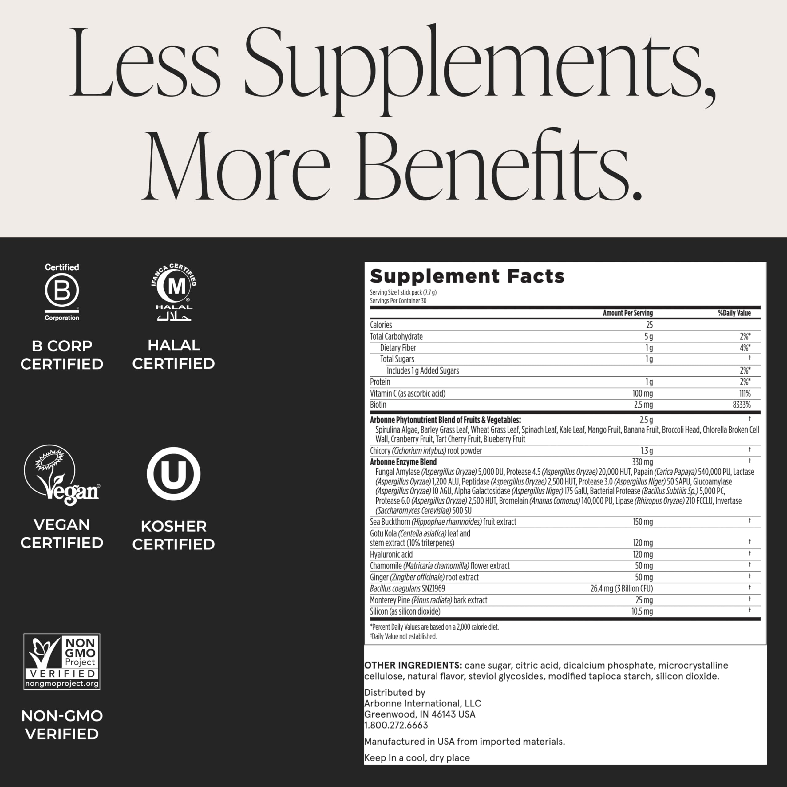 Arbonne GreenSynergy Elixir – Citrus-Flavored Greens Powder with 13 Digestive Enzymes, Vegan Collagen Builder, Probiotics, and Prebiotics – Supports Gut Health and Digestion – 30 Stick Packs Arbonne buy supplements canada