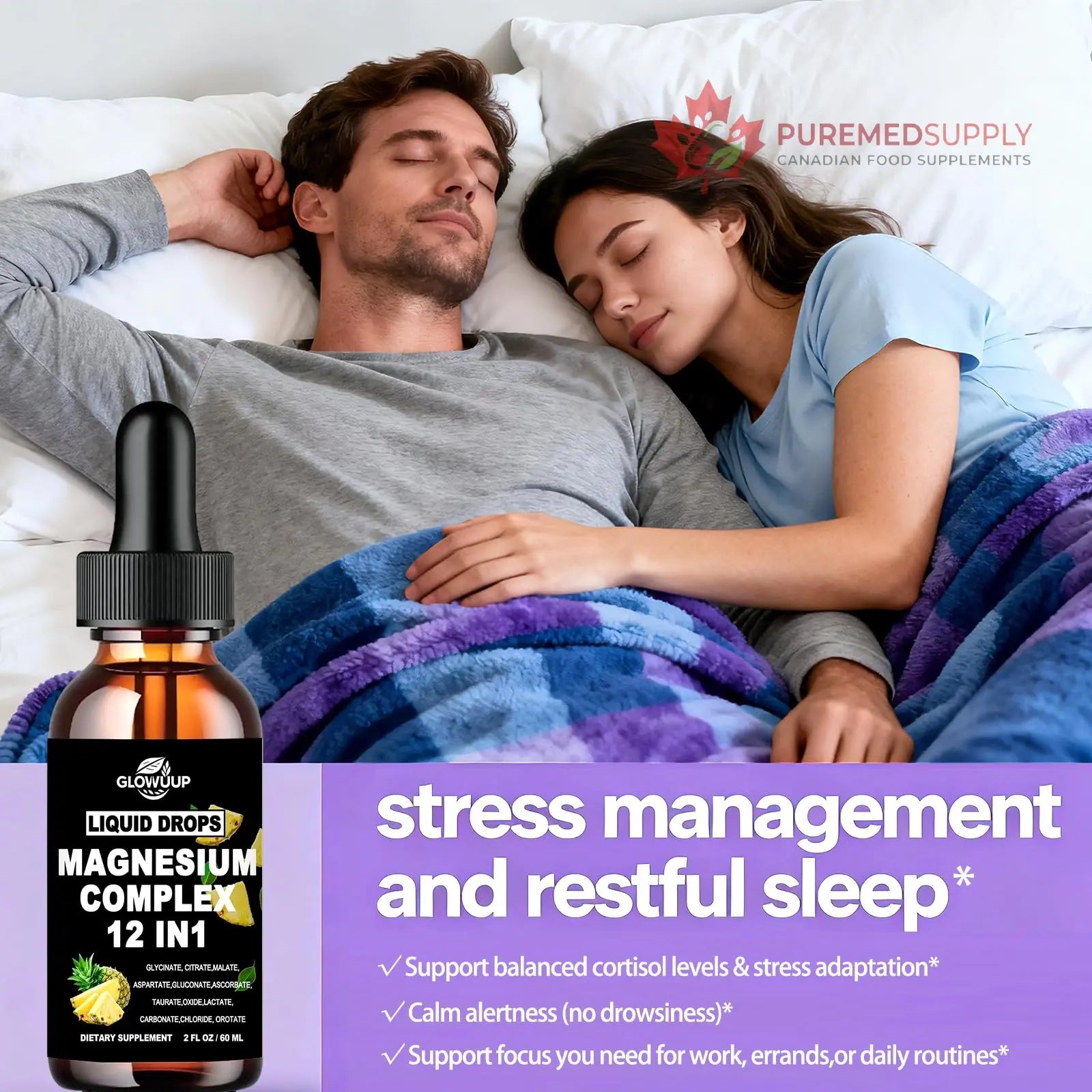 Magnesium 12 in 1 Complex 1000mg Supplement for Women & Men, High Absorption Liquid Magnesium W/Glycinate Citrate Malate Taurate Oxide Aspartate Orotate, Calm Magnesium for Sleep Muscle Heart Support GLOVVUUP buy supplements canada