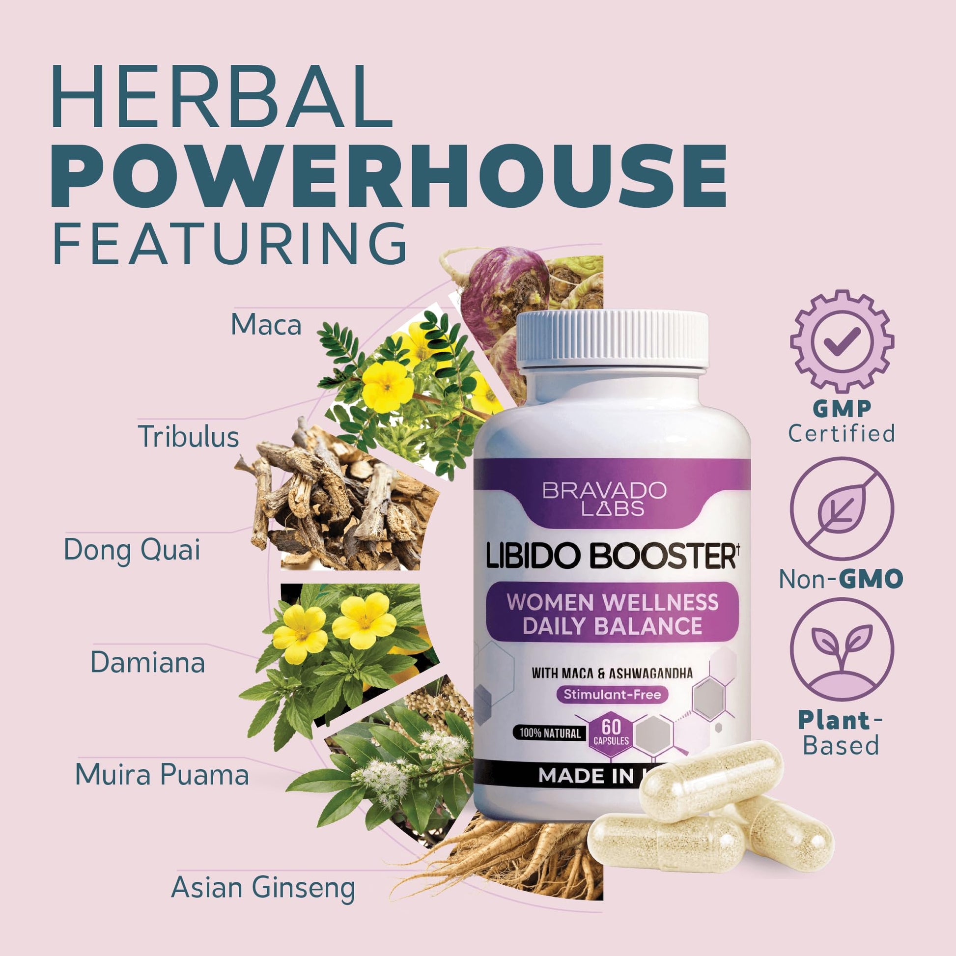 Female Libido Booster for Women – Advanced Women’s Intimacy & Confidence Support – Plant-Based Herbal Blend with Maca, Ginseng & L-Arginine – Made in USA – 60 Capsules Bravado Labs buy supplements canada