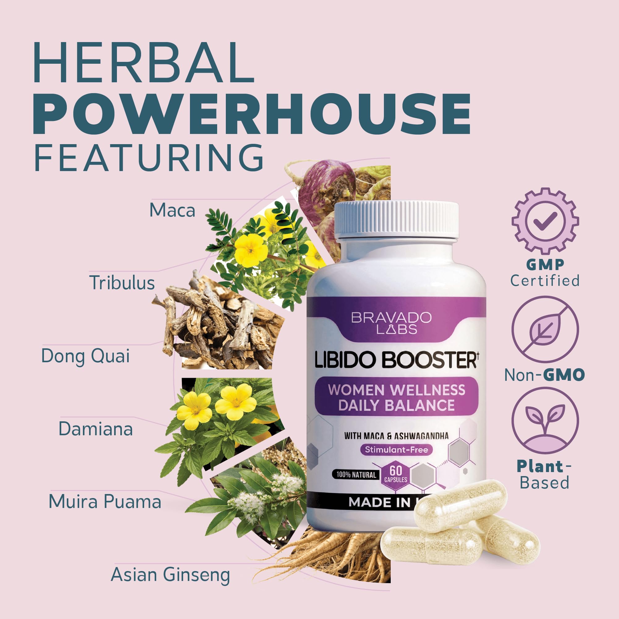 Female Libido Booster for Women – Advanced Women’s Intimacy & Confidence Support – Plant-Based Herbal Blend with Maca, Ginseng & L-Arginine – Made in USA – 60 Capsules Bravado Labs buy supplements canada