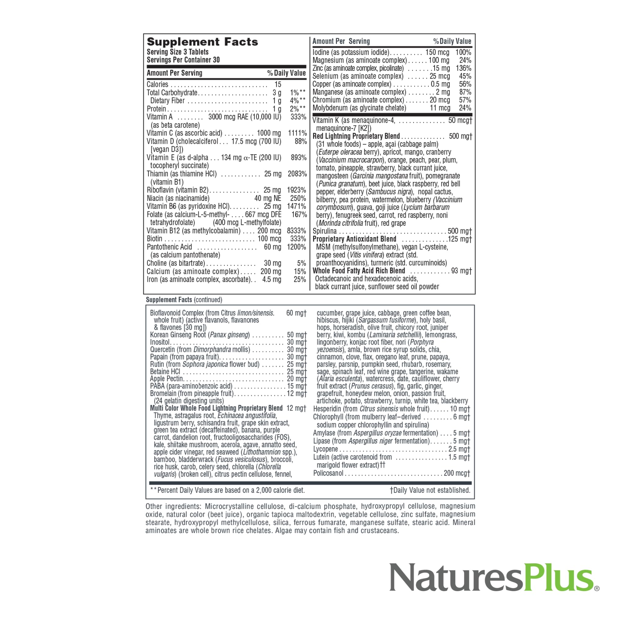 NaturesPlus Source of Life Green & Red Multivitamin - 90 Tablets - with Concentrated Whole Foods - Vegetarian, Gluten Free - 30 Servings NaturesPlus buy supplements canada