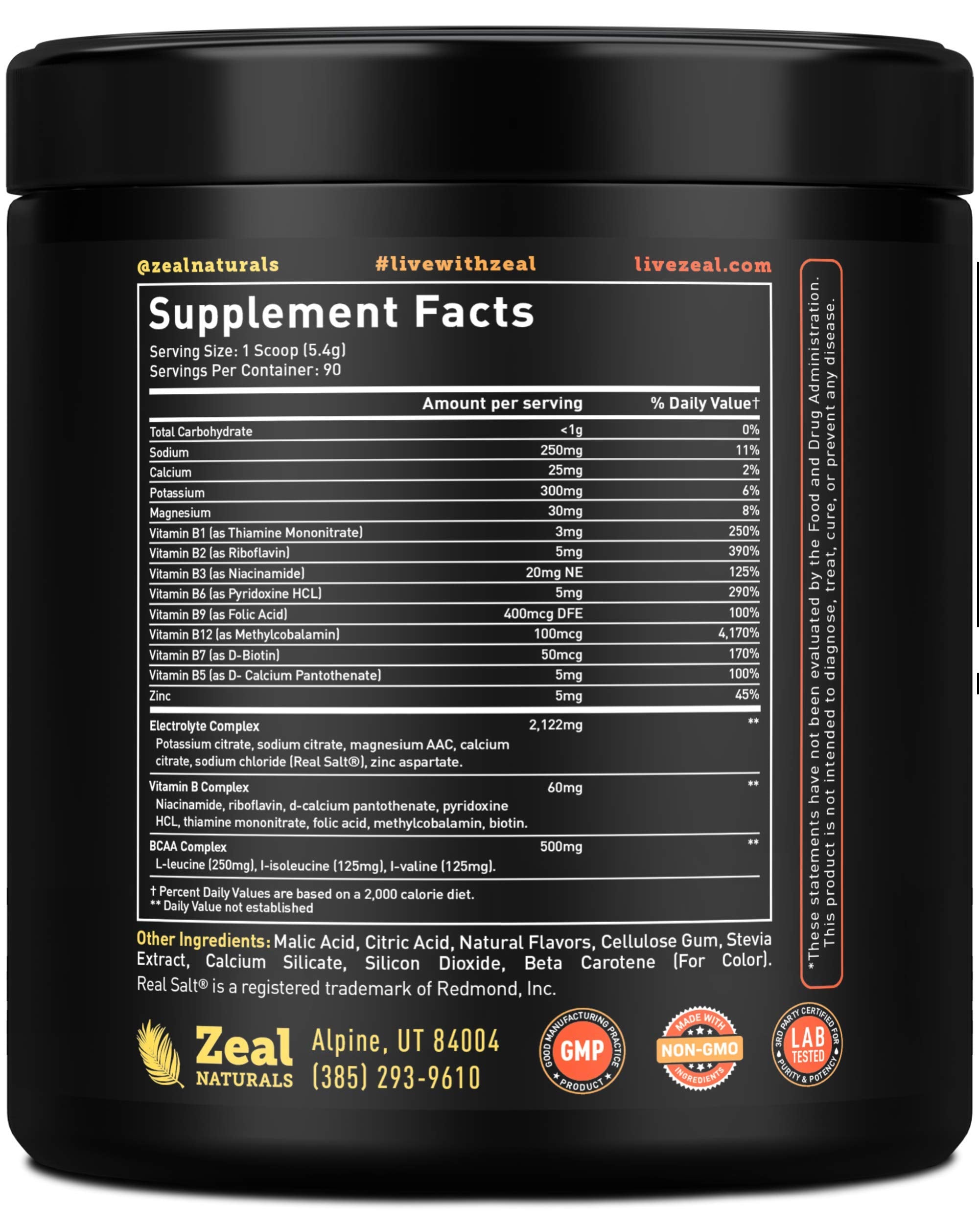 Enhanced Electrolyte Powder (Peach Mango | 90ct.) + BCAA, B-Vitamins & Real Salt Zeal Naturals buy supplements canada