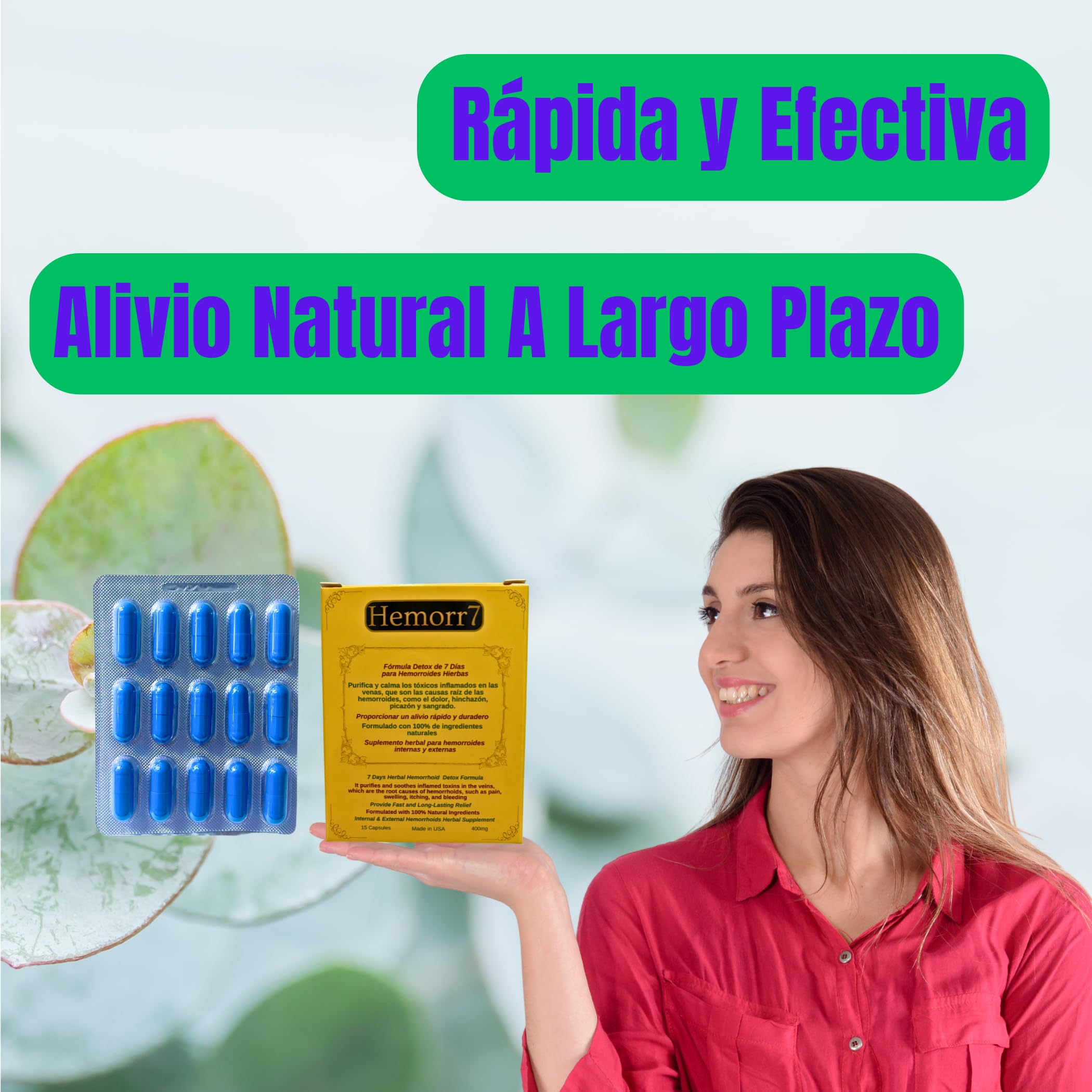 Hemorr7: 7Days 15 Capsules Herbal Hemorrhoid Detox Formula,Fórmula Herbal para desintoxicar las hemorroides Durante 7 días Generic buy supplements canada