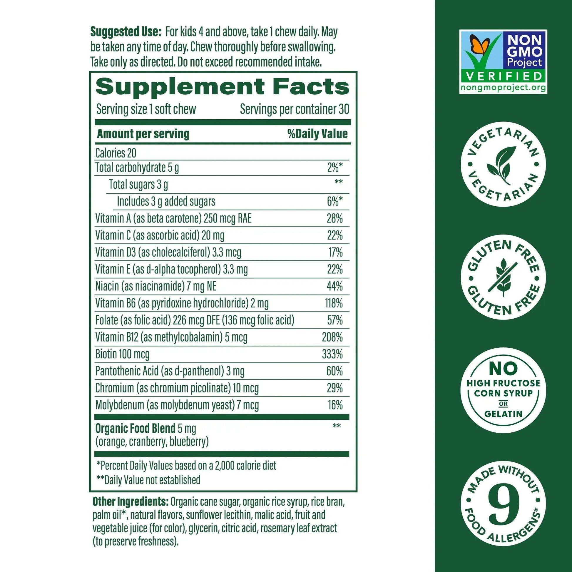 MegaFood Kids One Daily Multivitamin Soft Chews - Kids Vitamins with Vitamin B, Vitamin C, Vitamin D & Vitamin E - Age 4+, Vegetarian MegaFood buy supplements canada