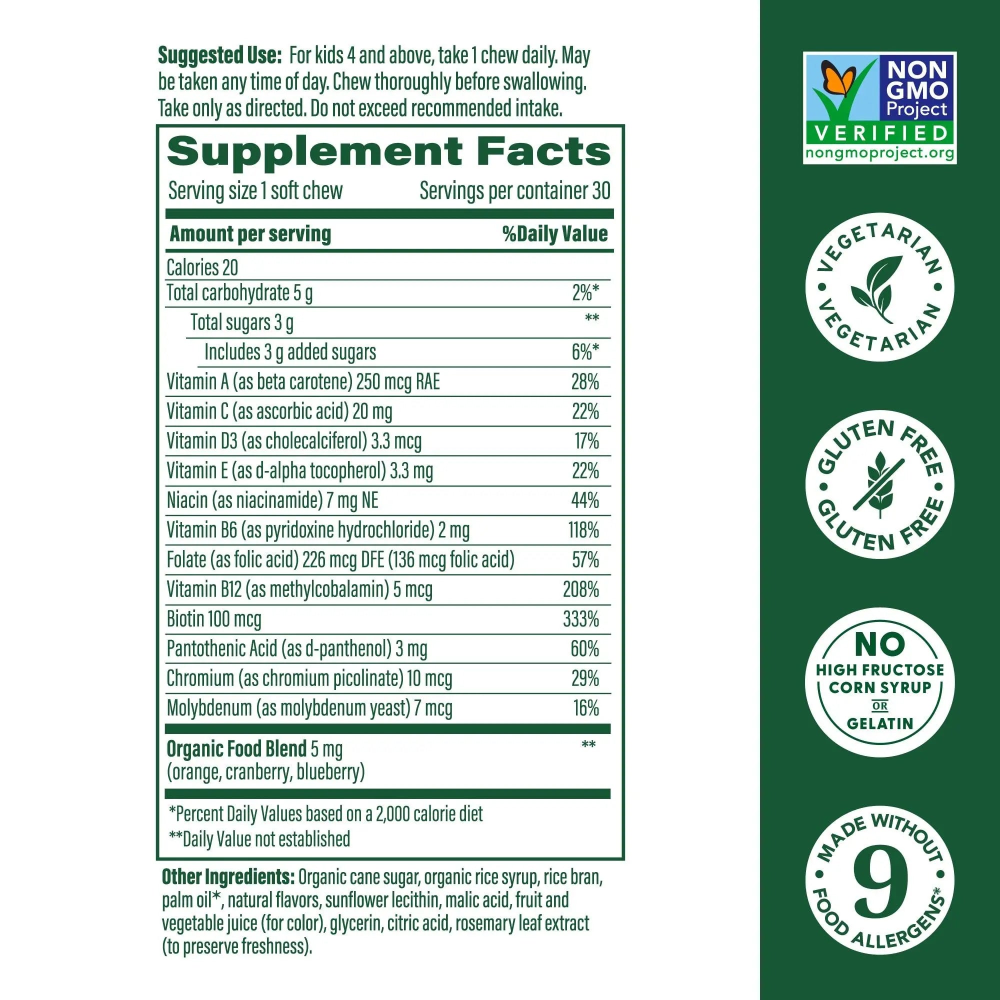 MegaFood Kids One Daily Multivitamin Soft Chews - Kids Vitamins with Vitamin B, Vitamin C, Vitamin D & Vitamin E - Age 4+, Vegetarian MegaFood buy supplements canada