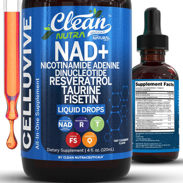 Clean Nutra NAD Liquid Supplement Drops Resveratrol Polyphenols Liposomal Taurine Fisetin Grape Seed Extract Japanese Knotweed Fo Ti Anti Aging NAD+ Nicotinamide Adenine Dinucleotide for Women & Men Clean Nutraceuticals buy supplements canada
