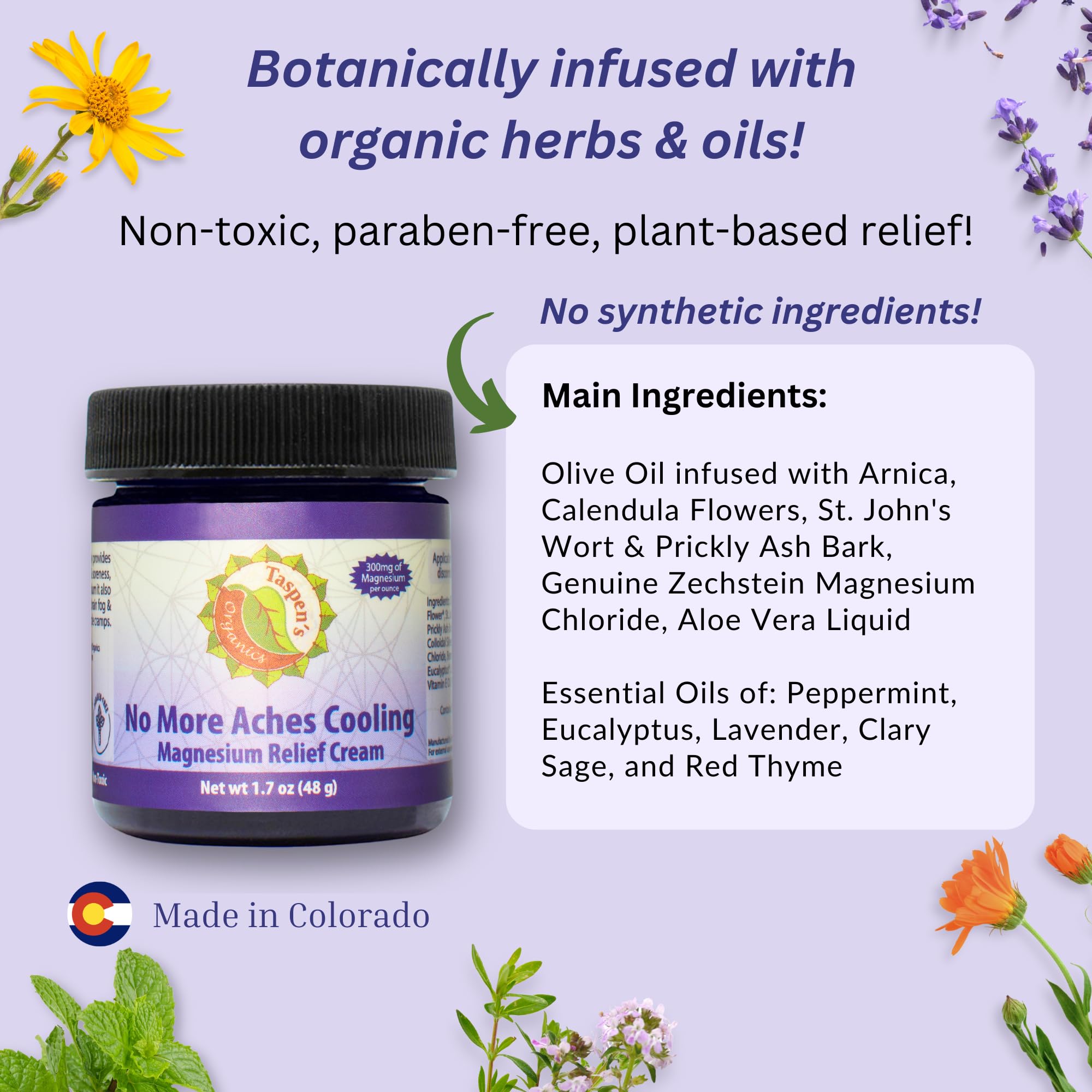 Taspen’s Organics Magnesium No More Aches Cooling Cream – Topical Magnesium Cream for Muscle Relief, Sore Muscles & Post-Workout Recovery with Arnica, Herbs & Essential Oils Taspen's Organics buy supplements canada