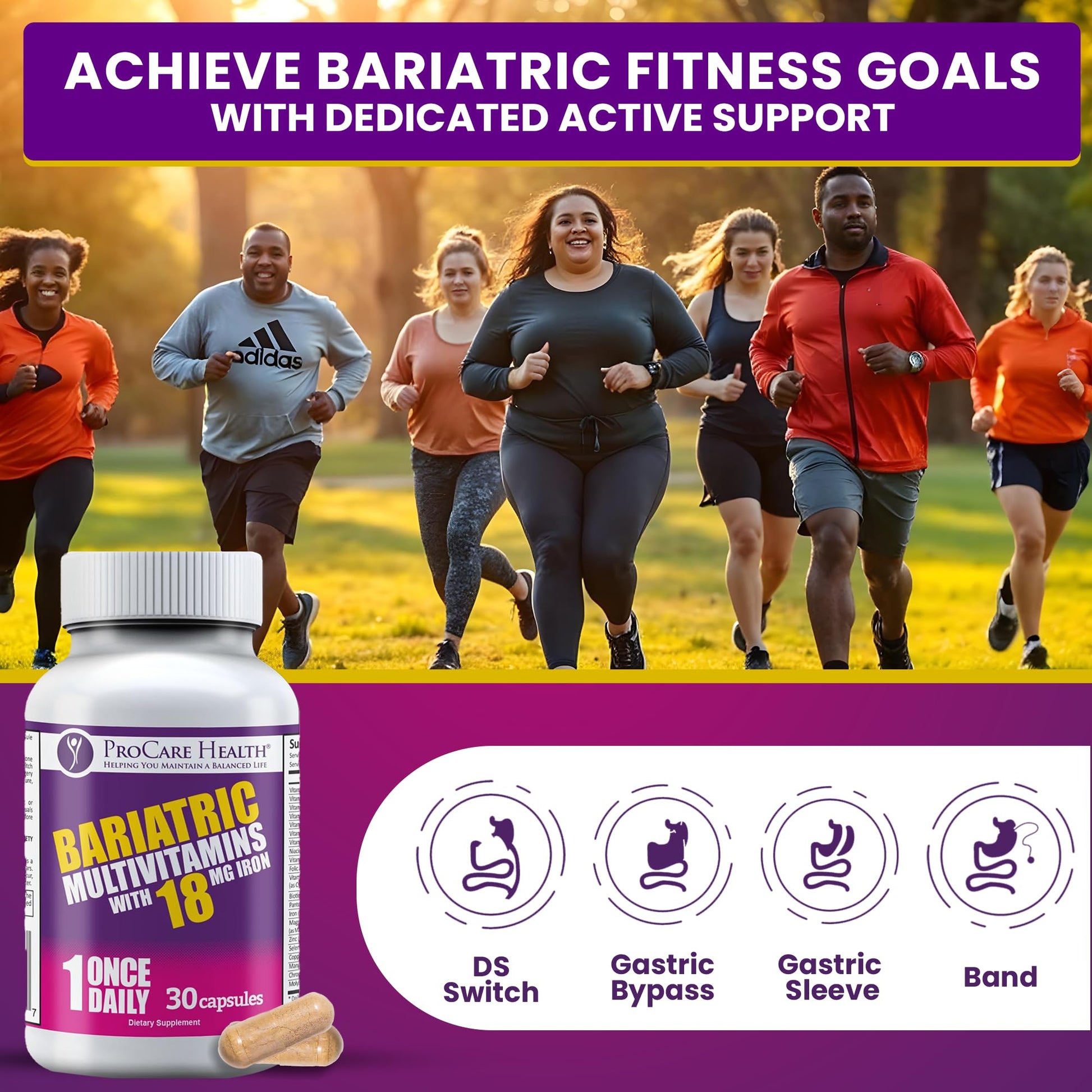ProCare Health Bariatric Multivitamin with Iron 18mg (30 Easy to Swallow Capsules) - Post Op Bariatric Vitamins ProCare Health buy supplements canada