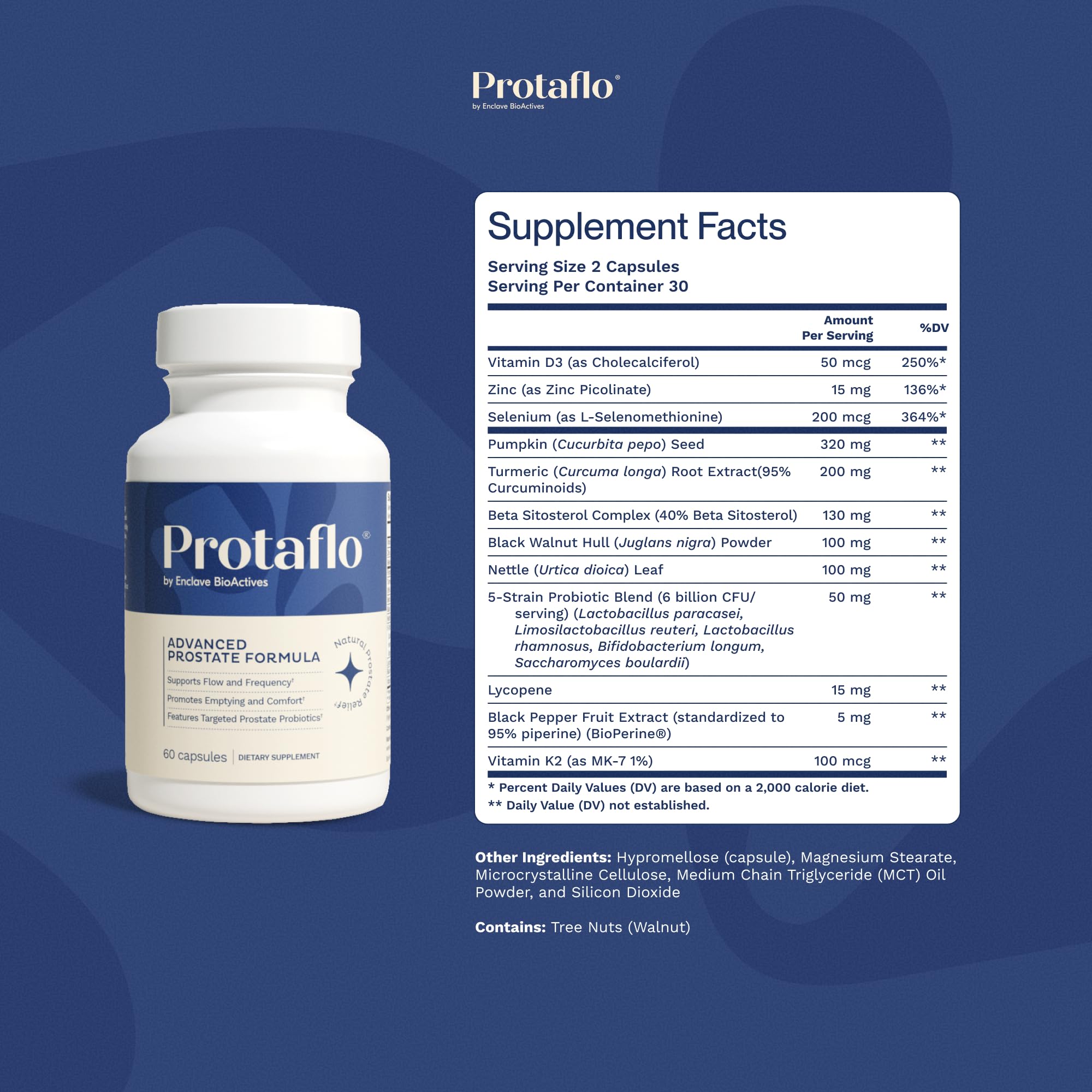 Protaflo Prostate Supplements for Men - Supports Urinary Flow & Bladder Control | Probiotics + Black Walnut, Nettle, Turmeric, Lycopene, Pumpkin Seed Protaflo buy supplements canada
