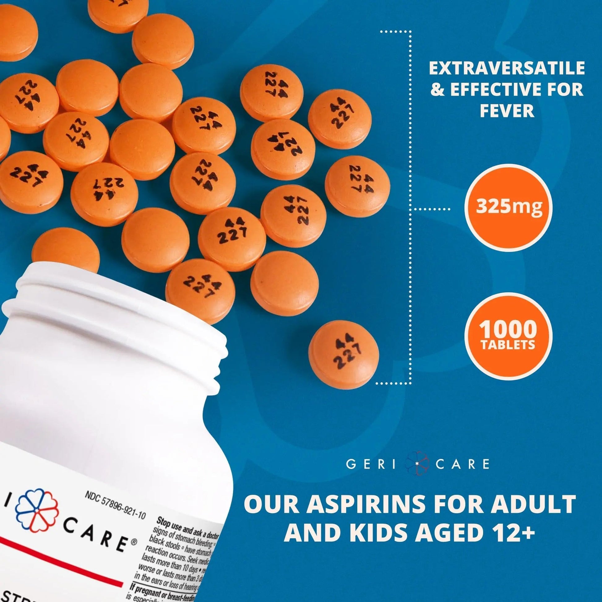 GeriCare Enteric Coated Aspirin Tablets 325mg (1000 Count) NSAID Pain Reliever & Fever Reducer for Adults- Regular Strength Aspirin for Headache Arthritis Menstrual & Muscle Pain GeriCare buy supplements canada