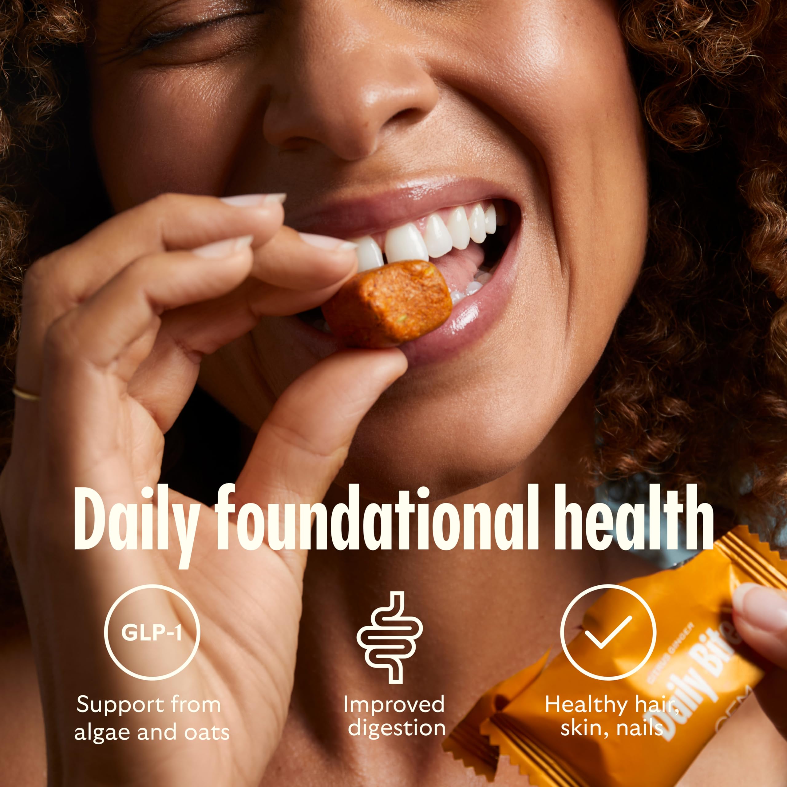 GEM Daily Bite for Women & Men, with 20+ Vitamins, Minerals, & Superfoods Like Zinc, Vitamin D, B-Complex, K, Turmeric, Fiber & Prebiotics, Beta Glucan GLP-1 Support & Immunity (Citrus Ginger,7 count) GEM buy supplements canada