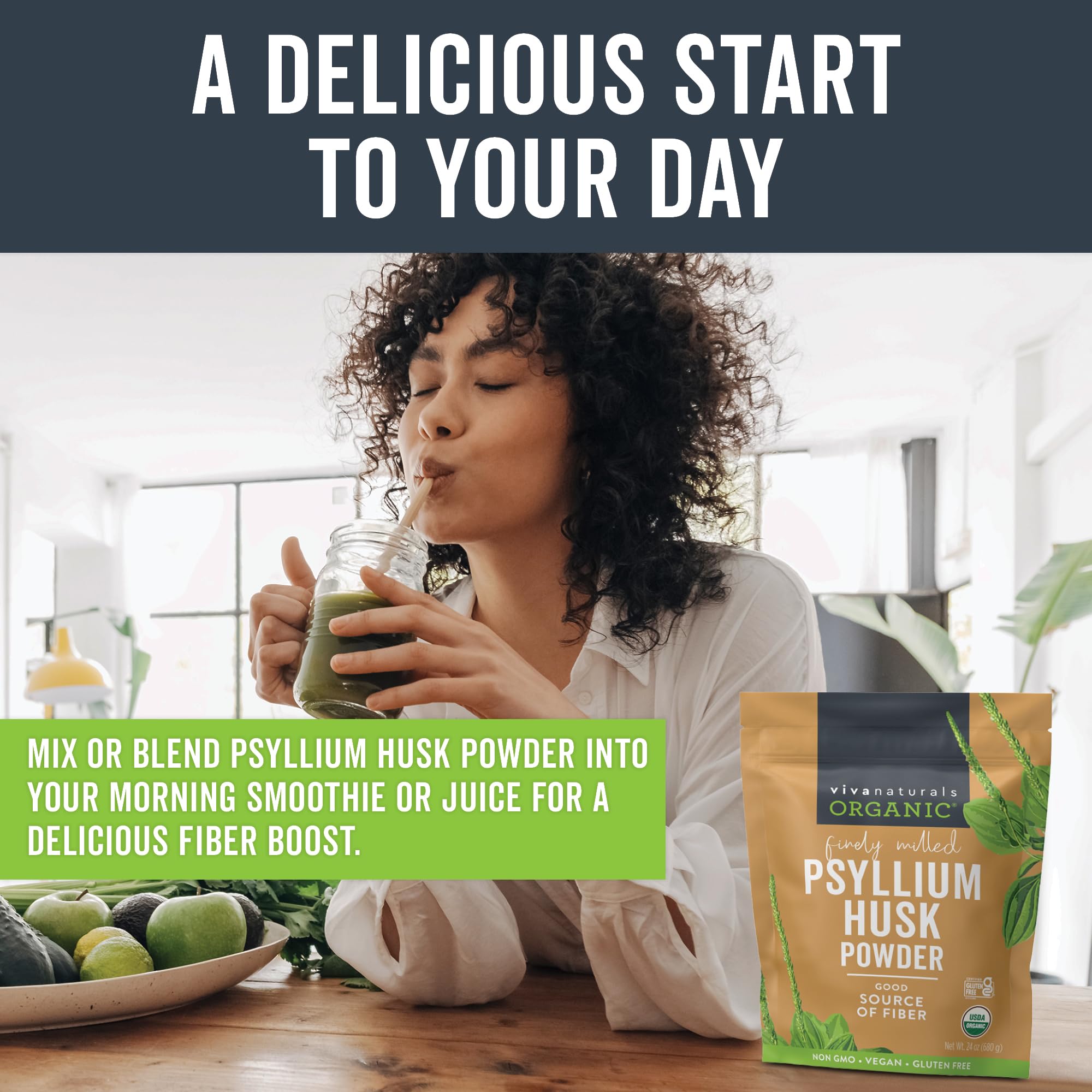 Viva Naturals Organic Psyllium Husk Powder, 24 oz – Finely Ground, Unflavored, Vegan, Keto, Paleo, Non-GMO Plant-Based Superfood, Good Source of Fiber for Gluten-Free Baking, Juices & Smoothies Viva Naturals buy supplements canada