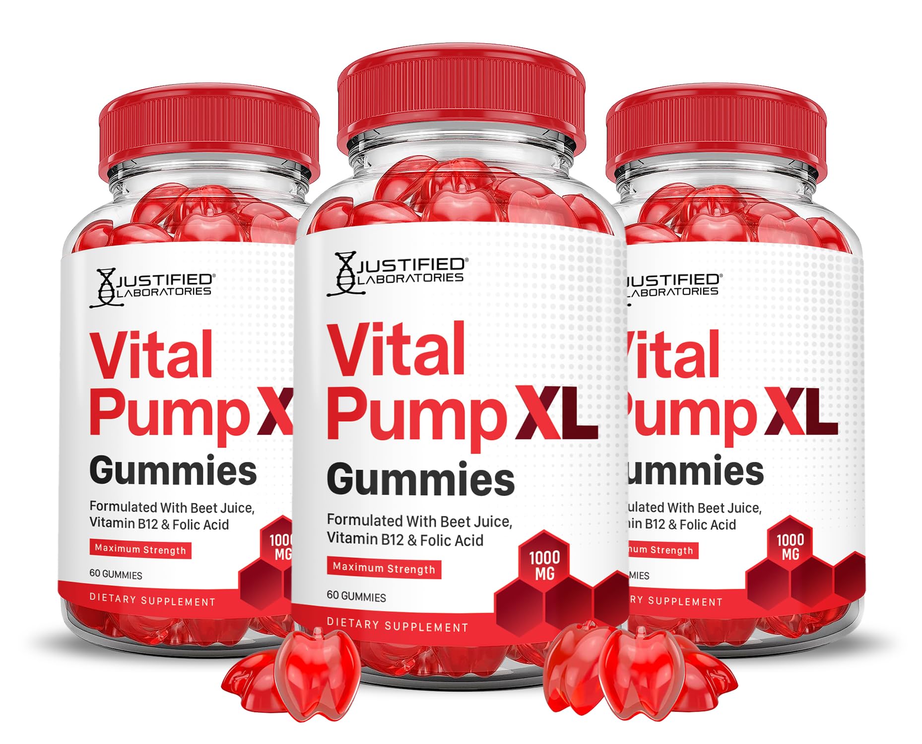 Justified Laboratories (3 Pack) Vital Pump XL Performance Gummies 1000MG Advanced Formula Vital PumpXL Formulated with Beet Juice ACV Pomegranate Beet Powder B12 Vegan Non GMO 180 Gummys Justified Laboratories buy supplements canada