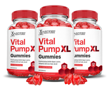 Justified Laboratories (3 Pack) Vital Pump XL Performance Gummies 1000MG Advanced Formula Vital PumpXL Formulated with Beet Juice ACV Pomegranate Beet Powder B12 Vegan Non GMO 180 Gummys Justified Laboratories buy supplements canada