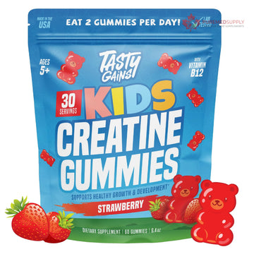 TASTY GAINS Kids & Teen Creatine Gummies with Vitamin B12 for Growth Support, Easy Chew Daily Supplement, Gummy Vitamins for Kids and Teens, Ages 5+ TASTY GAINS buy supplements canada