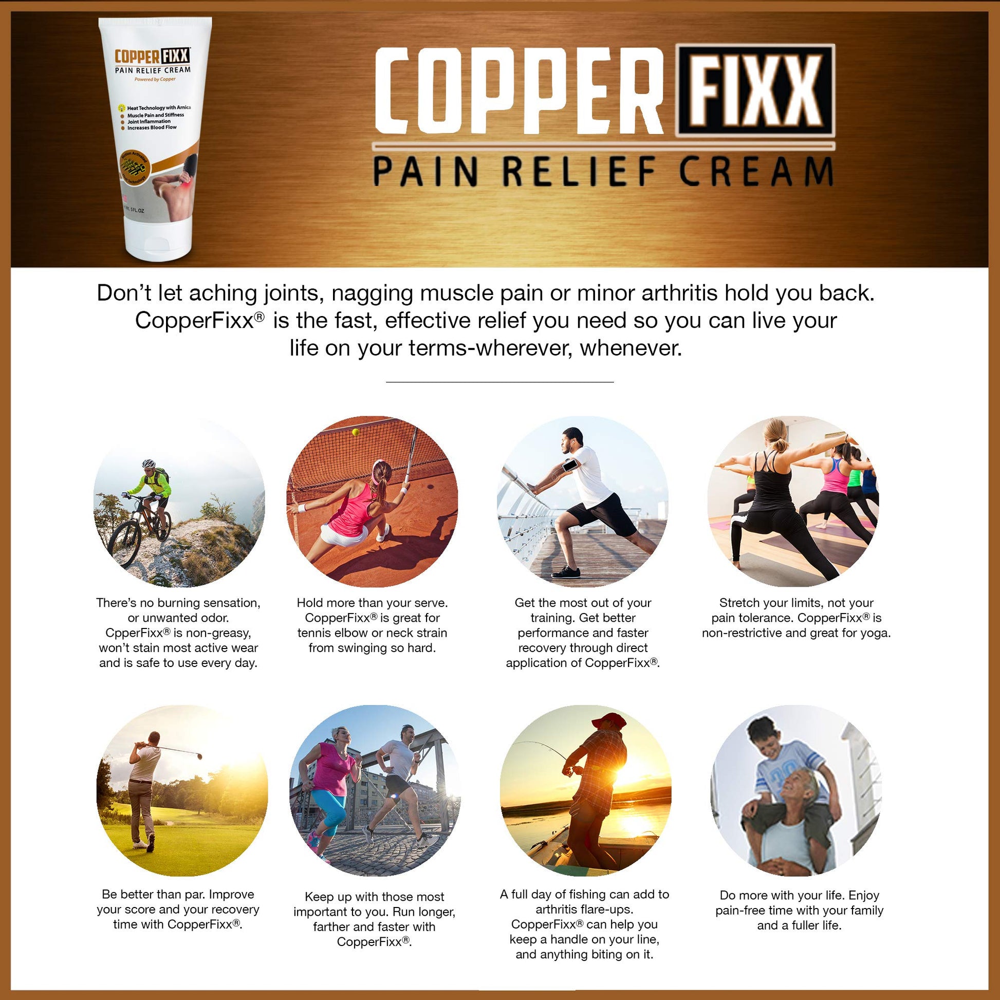CopperFixx Pain Relief Cream, 5 Fl Oz Tube Powered by Copper with Heat Technology Arnica for Muscle & Stiffness Joint Inflammation, Knee, Back, Shoulder Arthritis Pain. Fast Acting, CF03028 CopperFixx buy supplements canada