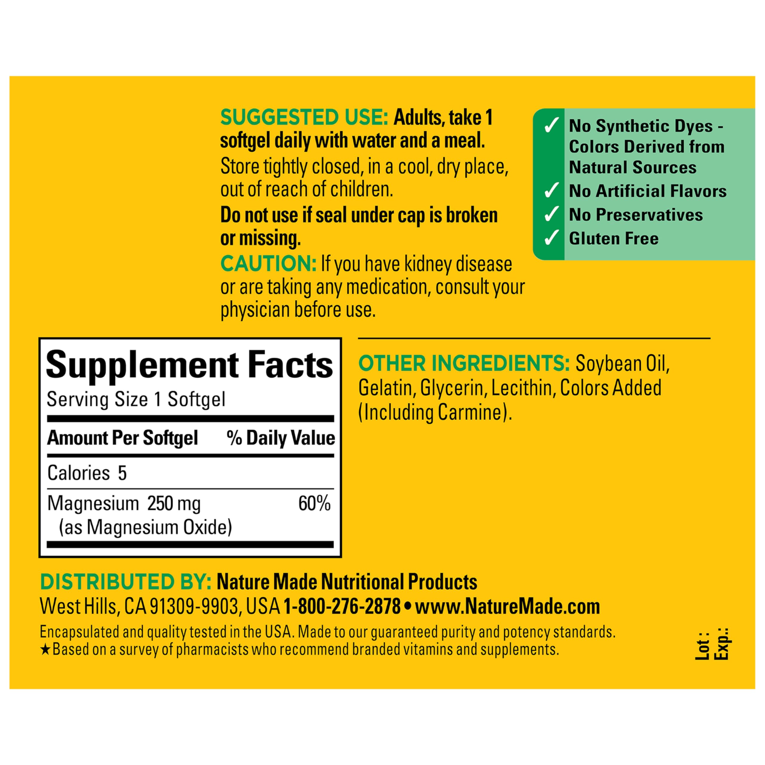 Nature Made Magnesium 250 mg, Magnesium Supplements for Men and Women, Support for Muscle, Heart, Bone and Nerve Health, 90 Softgels, 90 Day Supply Nature Made buy supplements canada