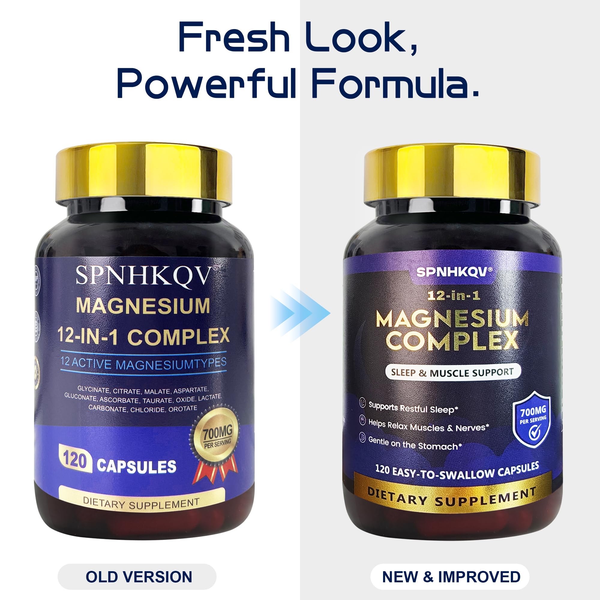 SPNHKQV Magnesium 12-in-1 Complex Supplement – 700mg High Absorption Magnesium Glycinate Capsules for Women & Men – Muscle, Nerve & Sleep Support – 120 Vegan Capsules SPNHKOV buy supplements canada