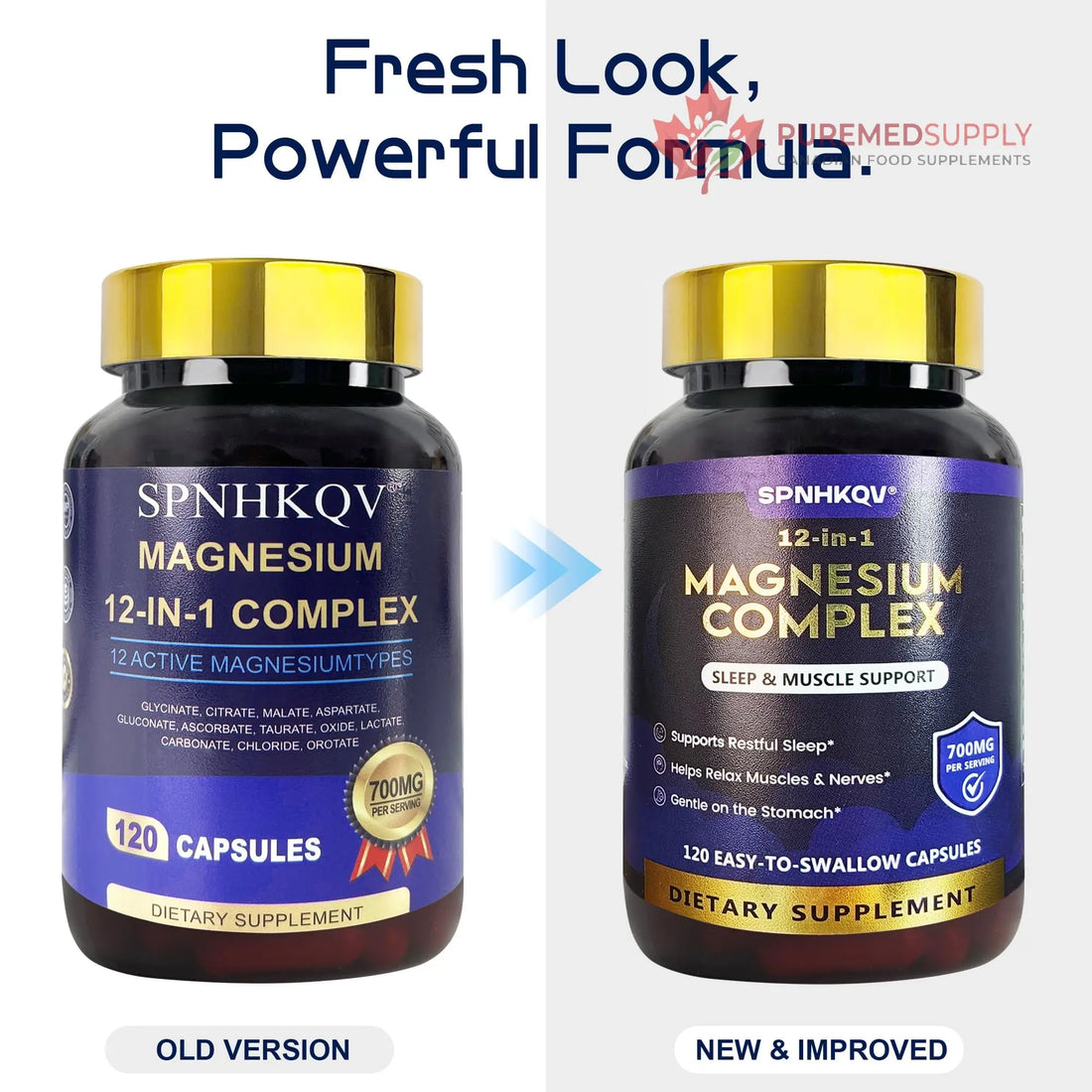 SPNHKQV Magnesium 12-in-1 Complex Supplement – 700mg High Absorption Magnesium Glycinate Capsules for Women & Men – Muscle, Nerve & Sleep Support – 120 Vegan Capsules SPNHKOV buy supplements canada